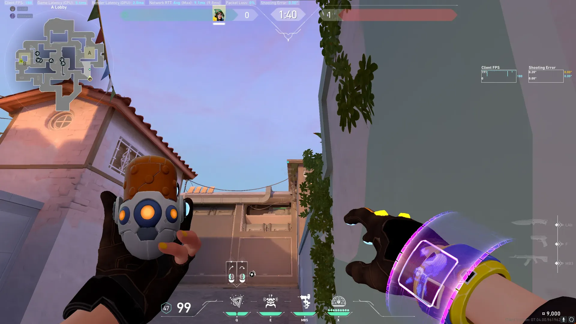 Killjoy Nanoswarm on Sunset Attack Site A — step 2 of 3: Aim — line up the shot