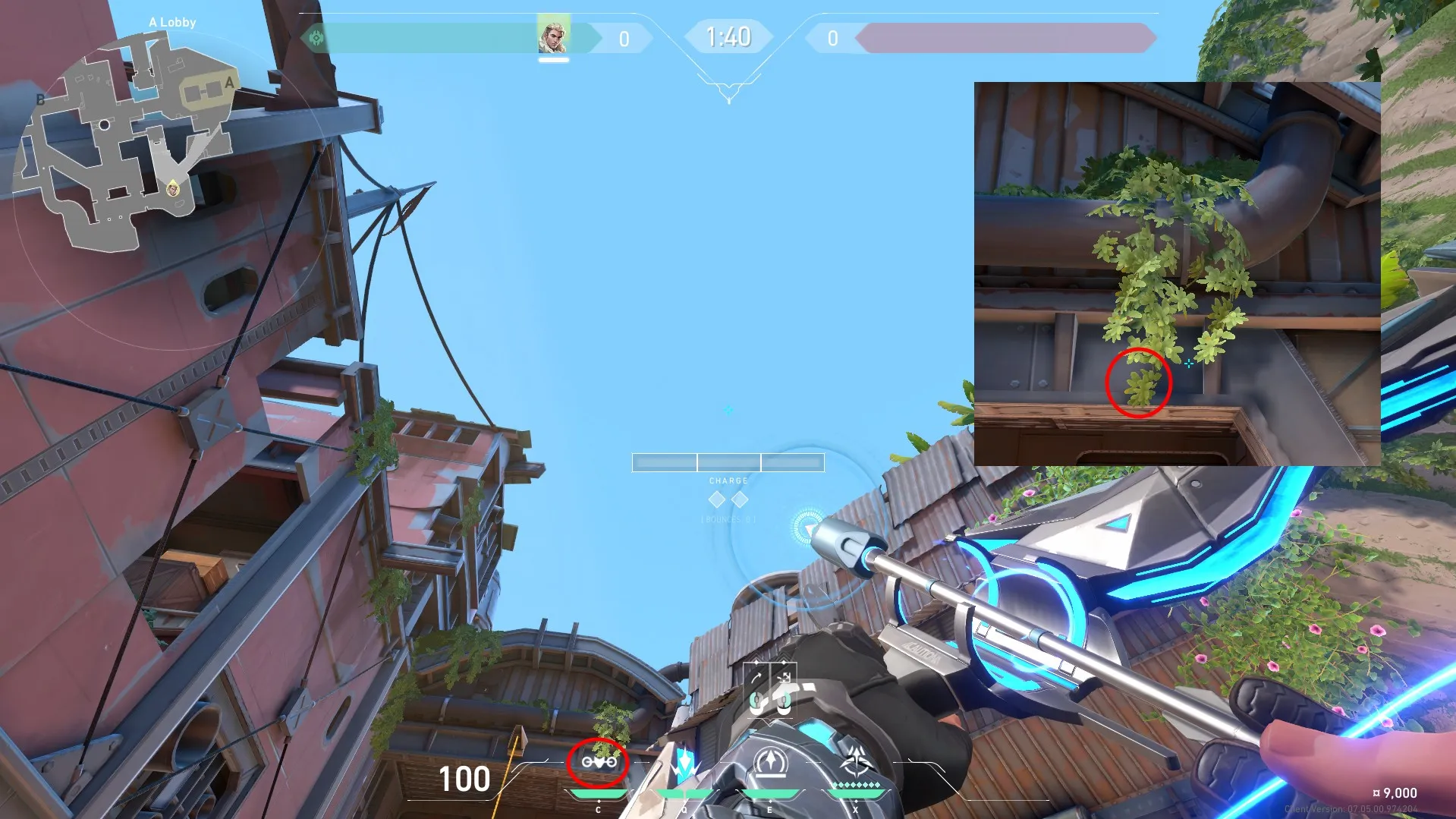 Sova Recon Bolt on Breeze Attack Site A — step 2 of 3: Aim — line up the shot