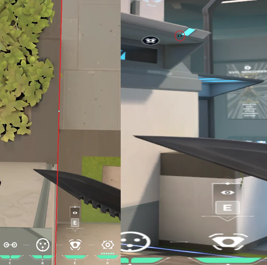 Cypher Trapwire on Split Defense Site A — step 2 of 6: Aim — line up the shot