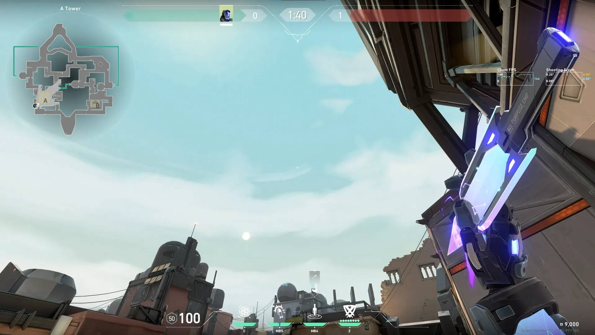 KAY/O Zero_Point on Bind Defense Site B — step 2 of 3: Aim — line up the shot