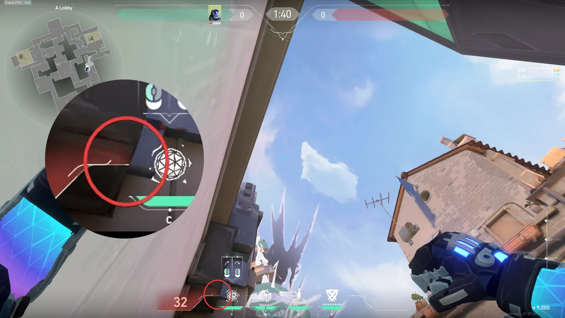 KAY/O Frag_Ment on Ascent Attack Site A — step 2 of 3: Aim — line up the shot