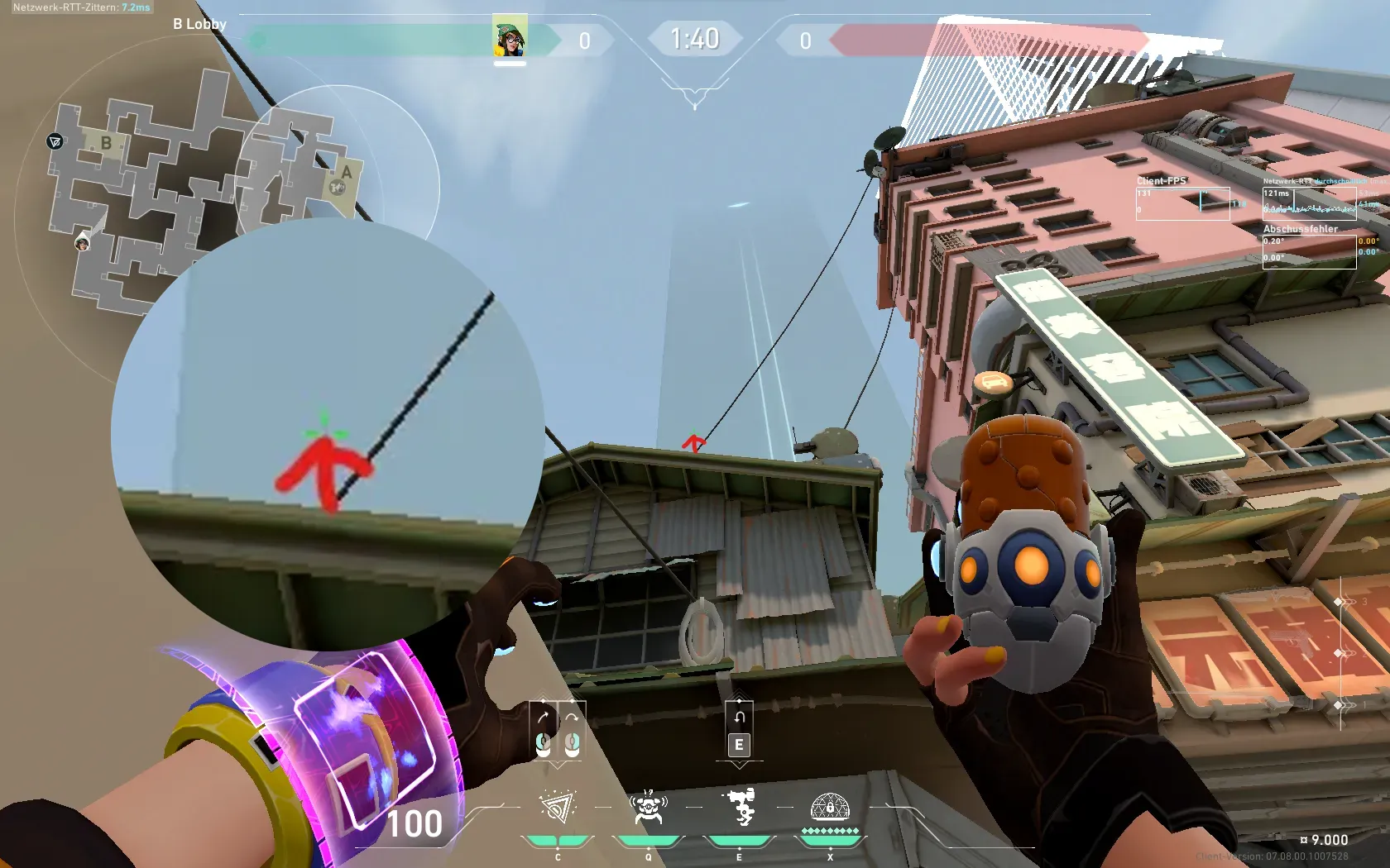 Killjoy Nanoswarm on Split Attack Site B — step 2 of 3: Aim — line up the shot