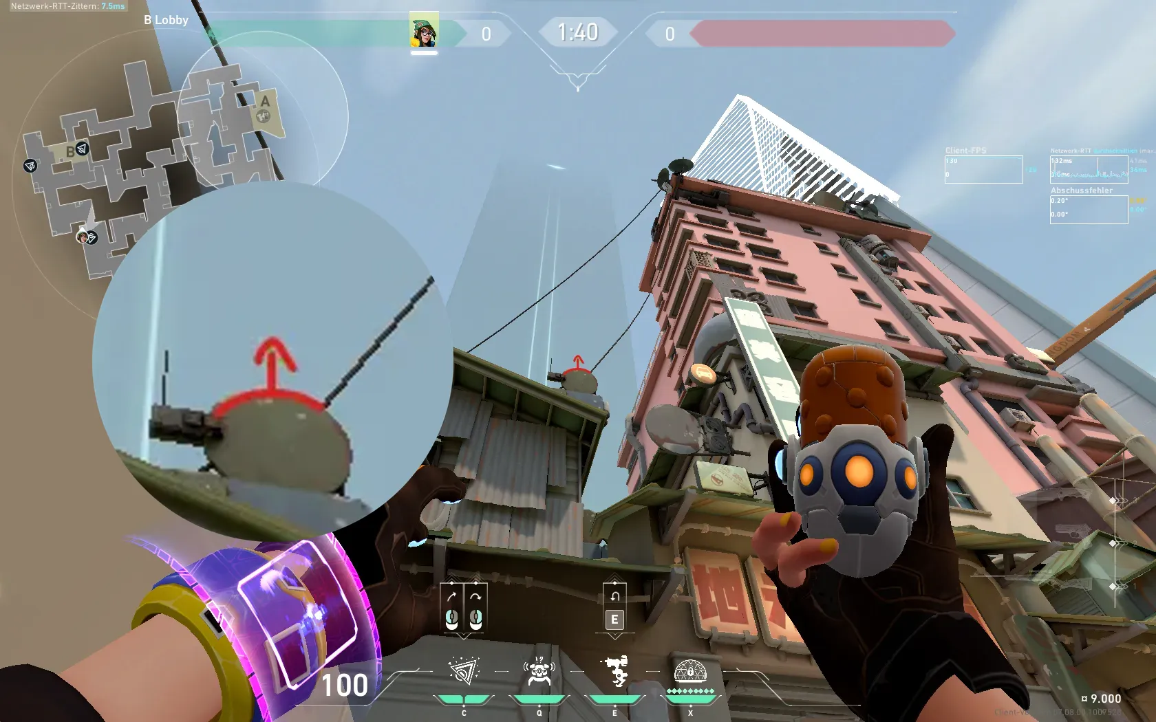 Killjoy Nanoswarm on Split Attack Site B — step 2 of 3: Aim — line up the shot