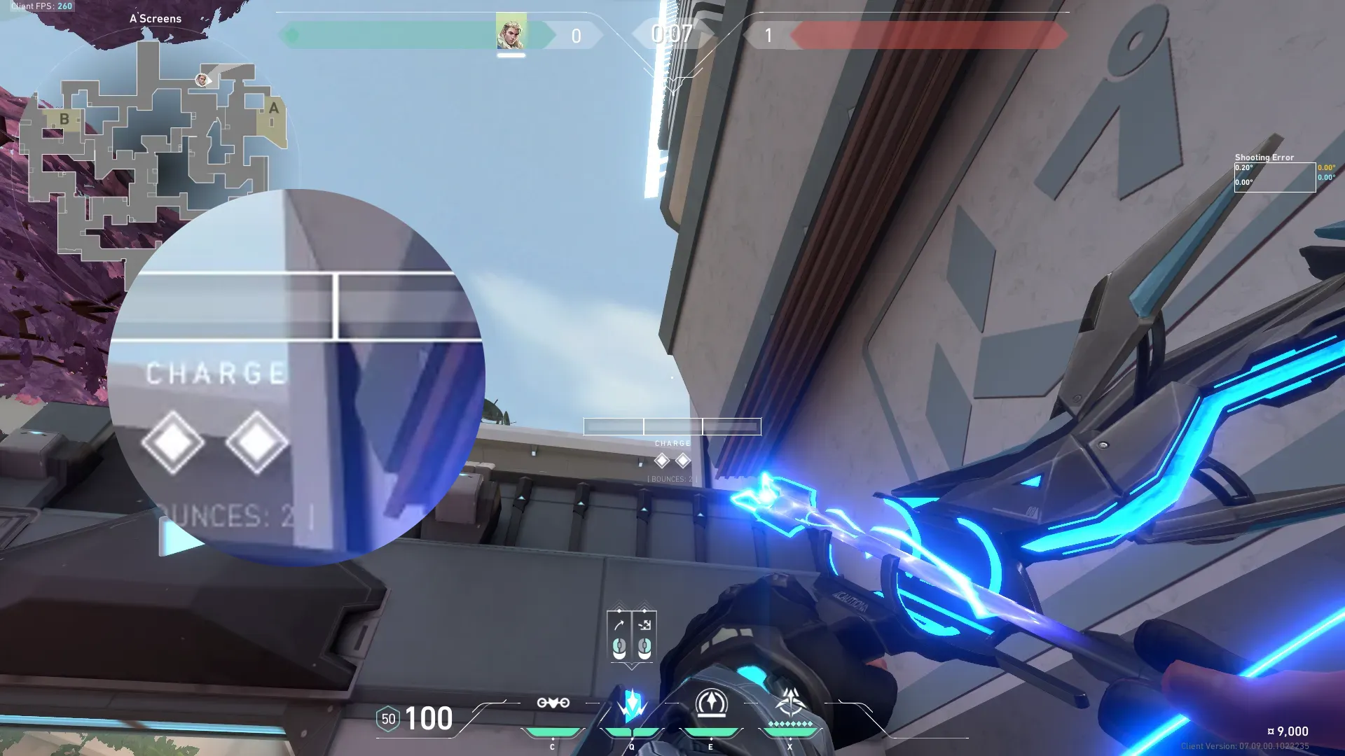 Sova Shock Bolt on Split Defense Site A — step 2 of 3: Aim — line up the shot