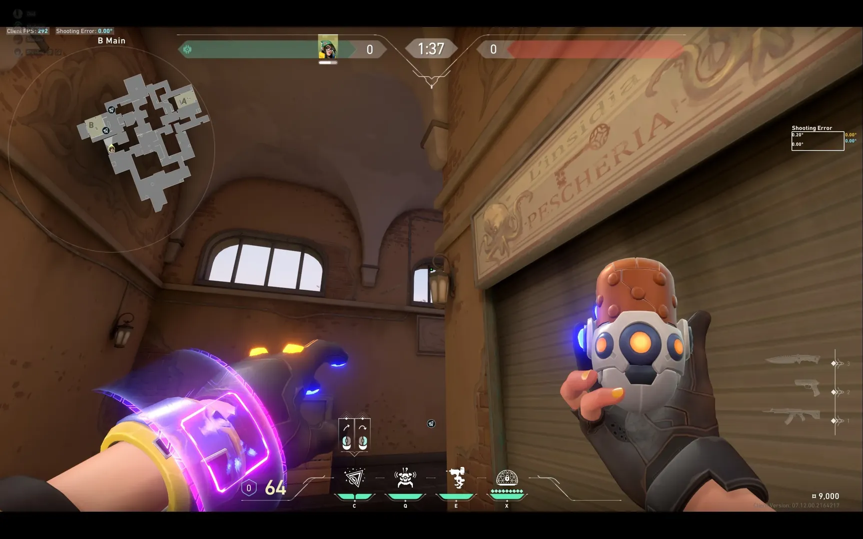 Killjoy Nanoswarm on Ascent Attack Site B — step 2 of 4: Aim — line up the shot