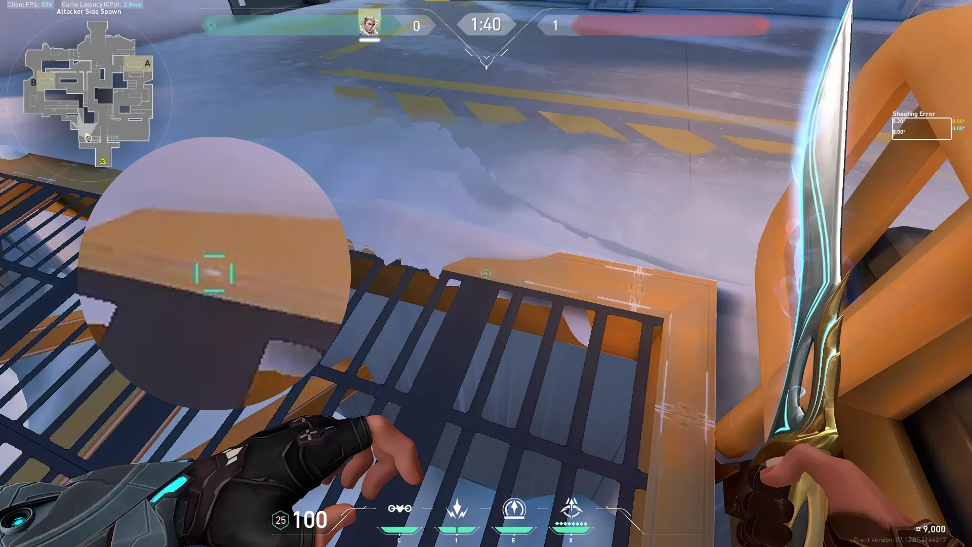 Sova Recon Bolt on Icebox Attack Site B — step 4 of 5: Aim — line up the shot