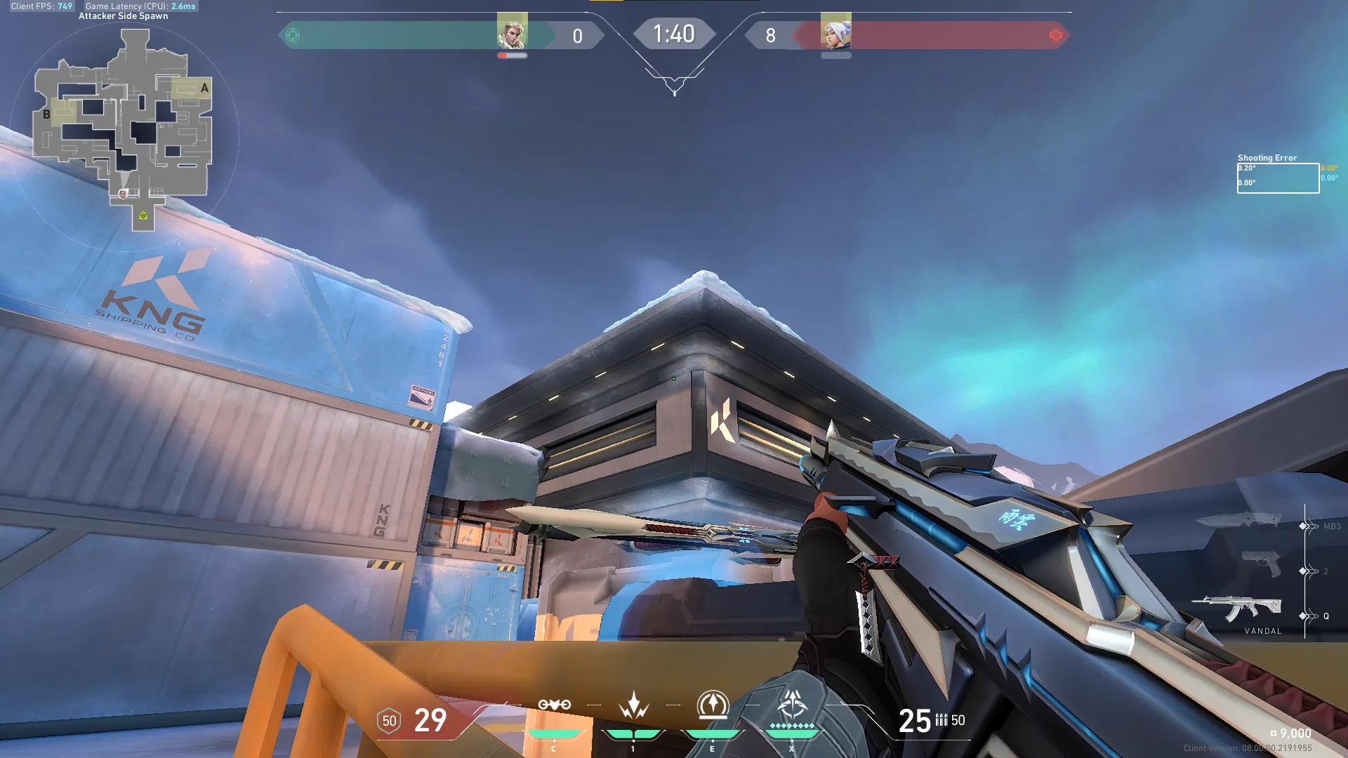 Sova Recon Bolt on Icebox Attack Site B — step 3 of 4: Aim — line up the shot