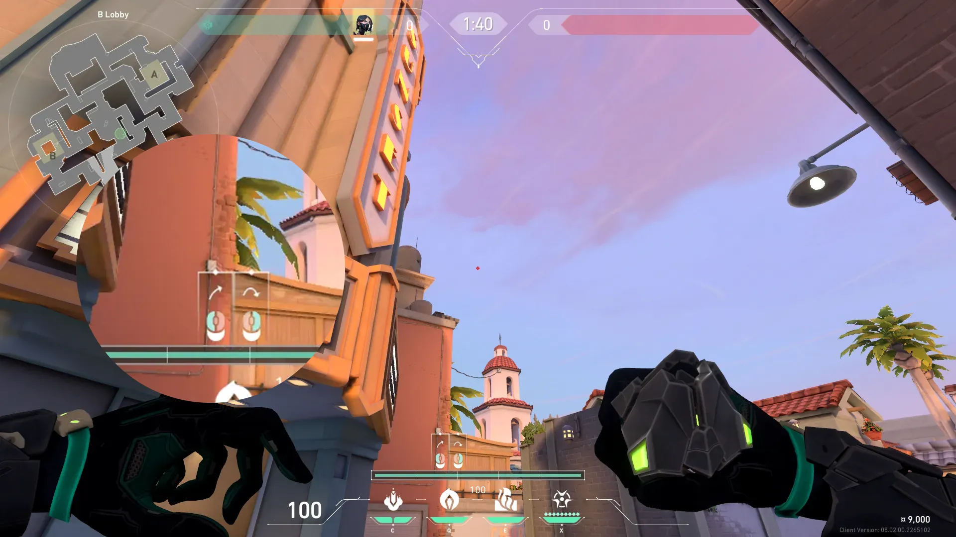 Viper Poison Cloud on Sunset Attack Mid — step 2 of 3: Aim — line up the shot