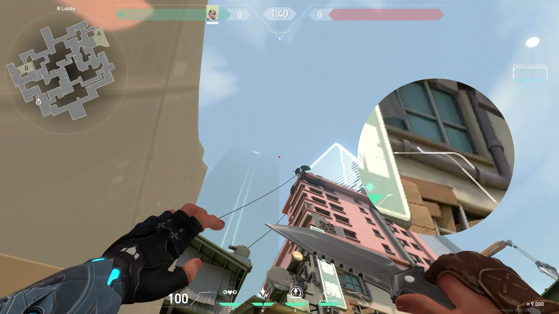 Sova Recon Bolt on Split Attack Site B — step 2 of 3: Aim — line up the shot