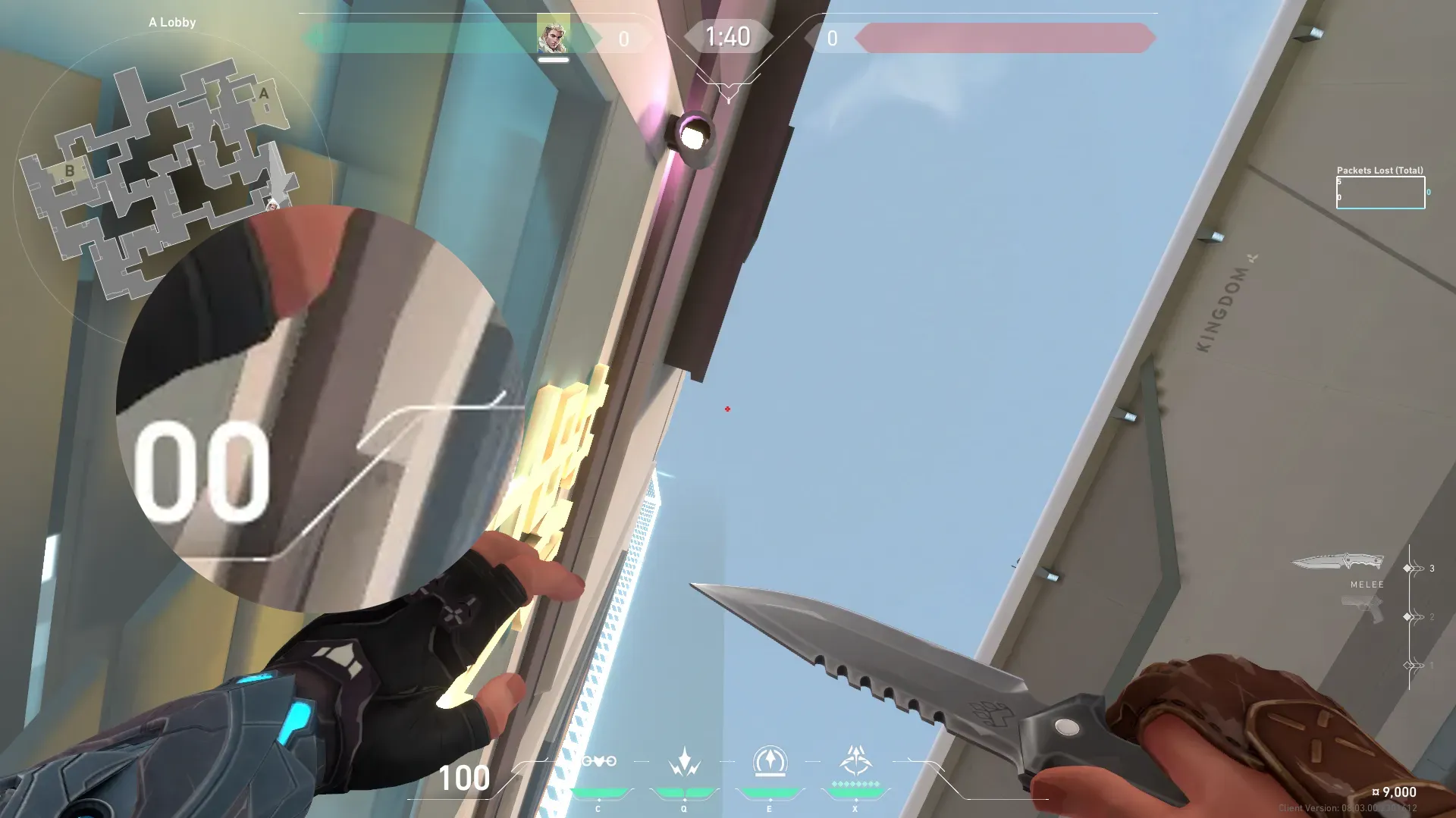 Sova Shock Bolt on Split Attack Site A — step 2 of 4: Aim — line up the shot