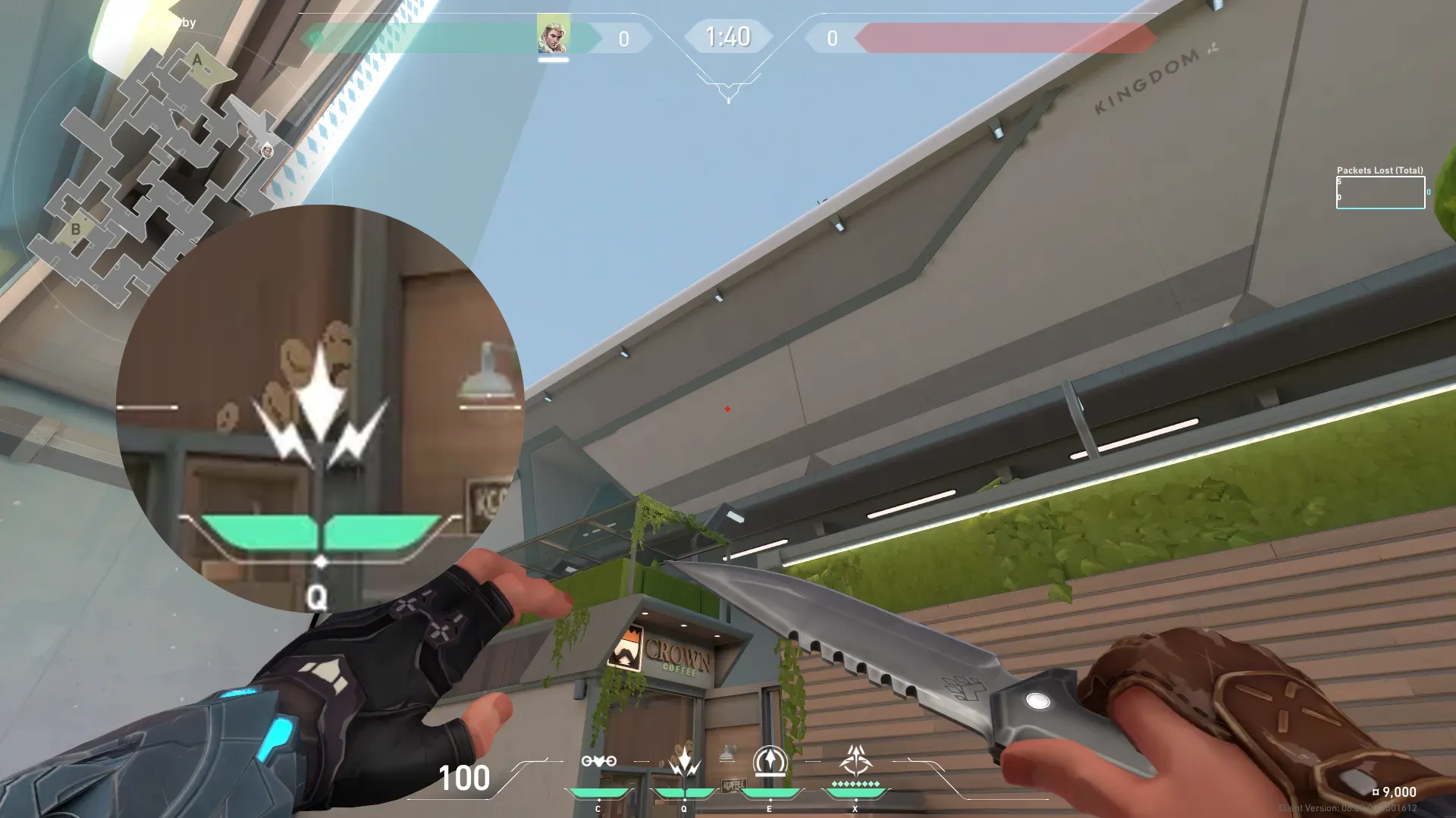 Sova Shock Bolt on Split Attack Site A — step 3 of 4: Aim — line up the shot