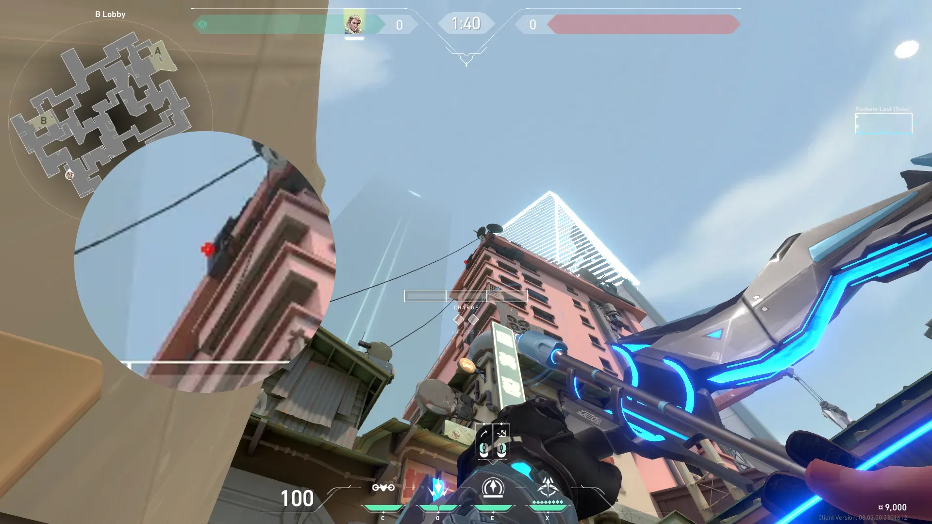 Sova Recon Bolt on Split Attack Site B — step 2 of 3: Aim — line up the shot