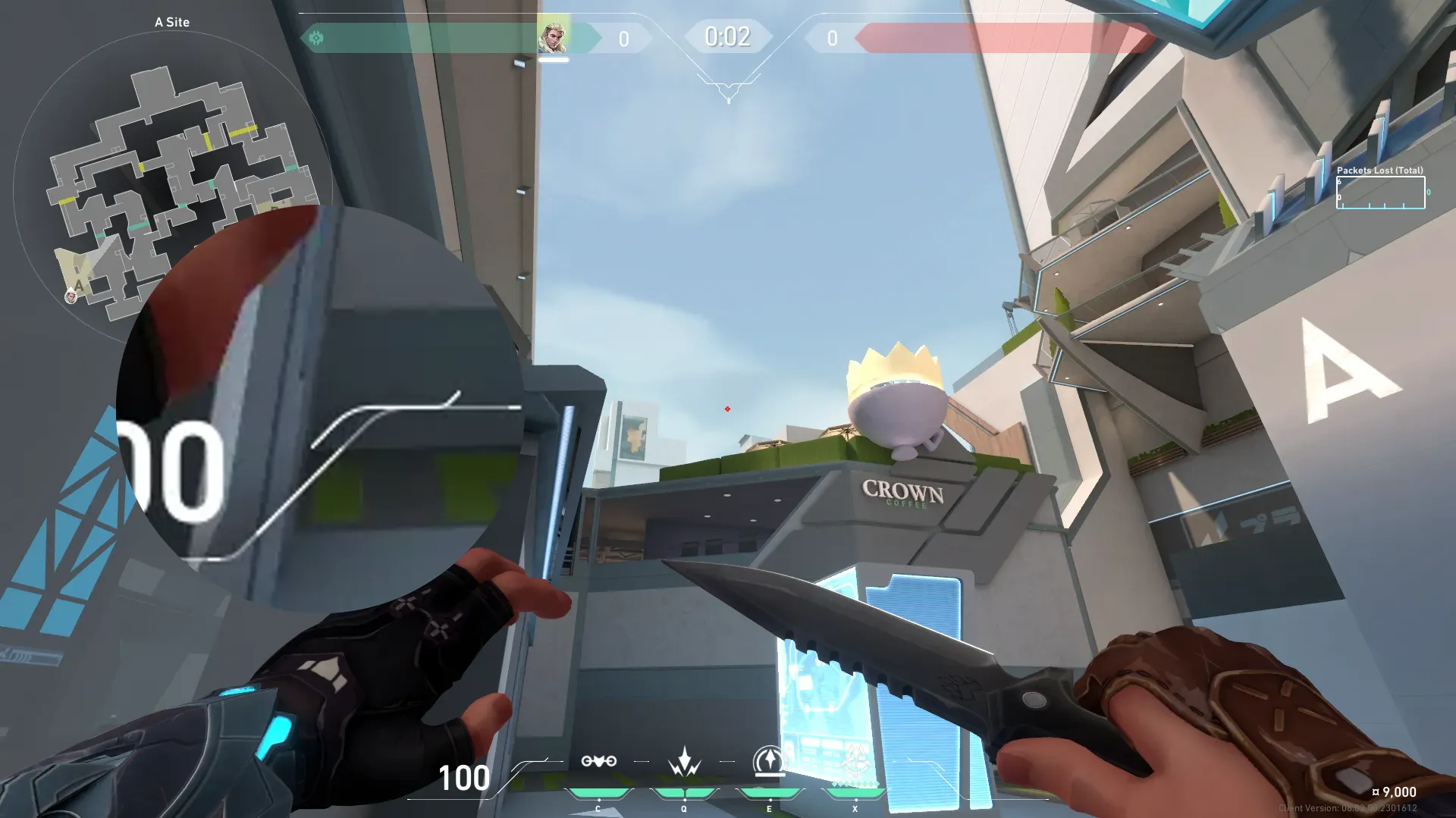 Sova Recon Bolt on Split Defense Mid — step 2 of 3: Aim — line up the shot