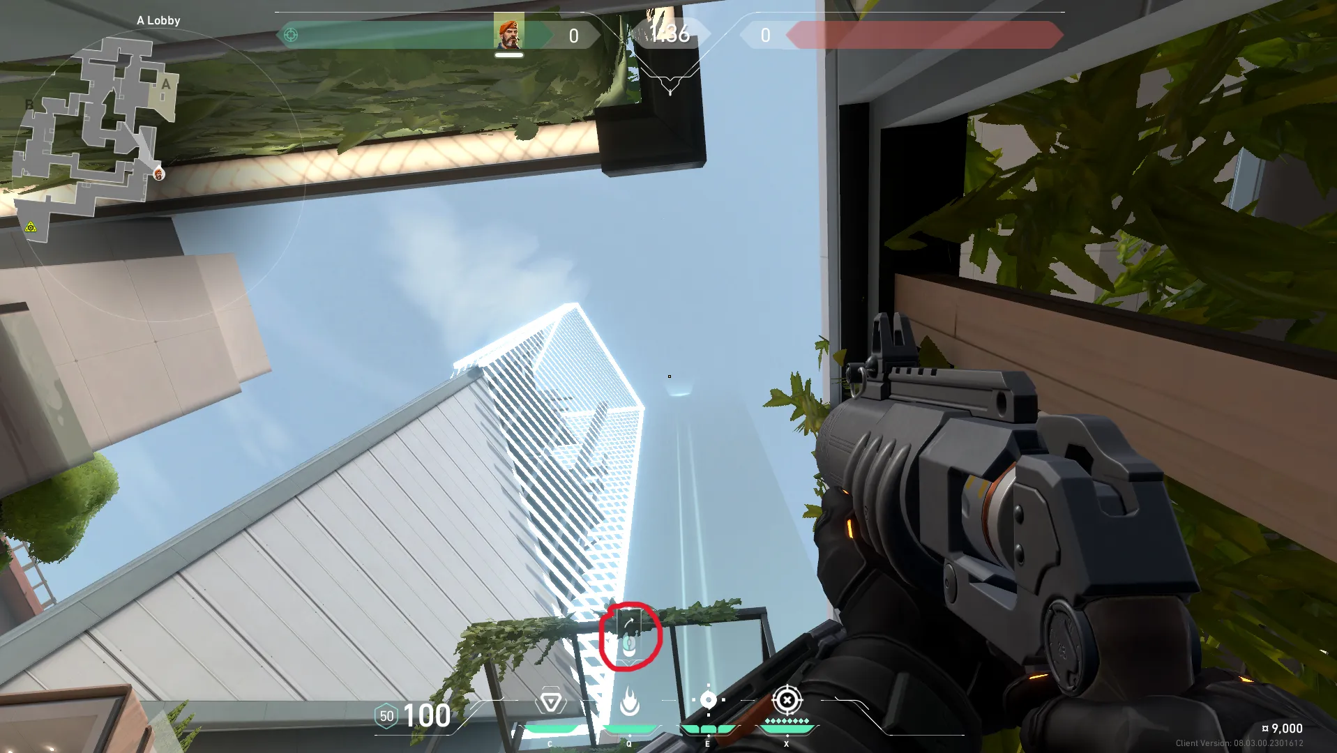 Brimstone Incendiary on Split Attack Site A — step 2 of 3: Aim — line up the shot