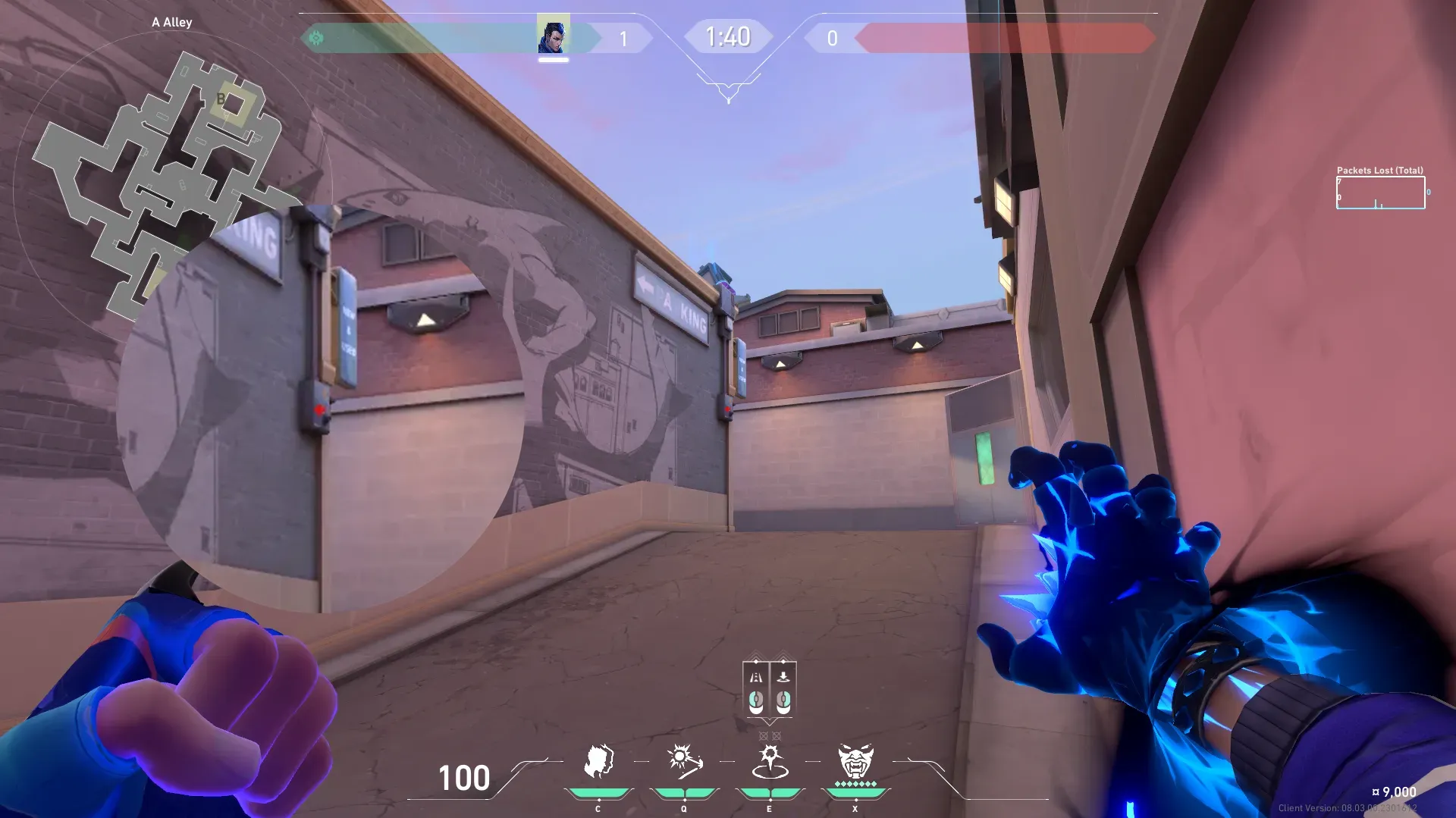 Yoru Gatecrash on Sunset Defense Mid — step 2 of 3: Aim — line up the shot