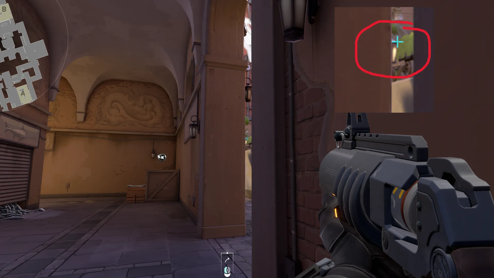 Brimstone Incendiary on Ascent Attack Site B — step 2 of 3: Aim — line up the shot