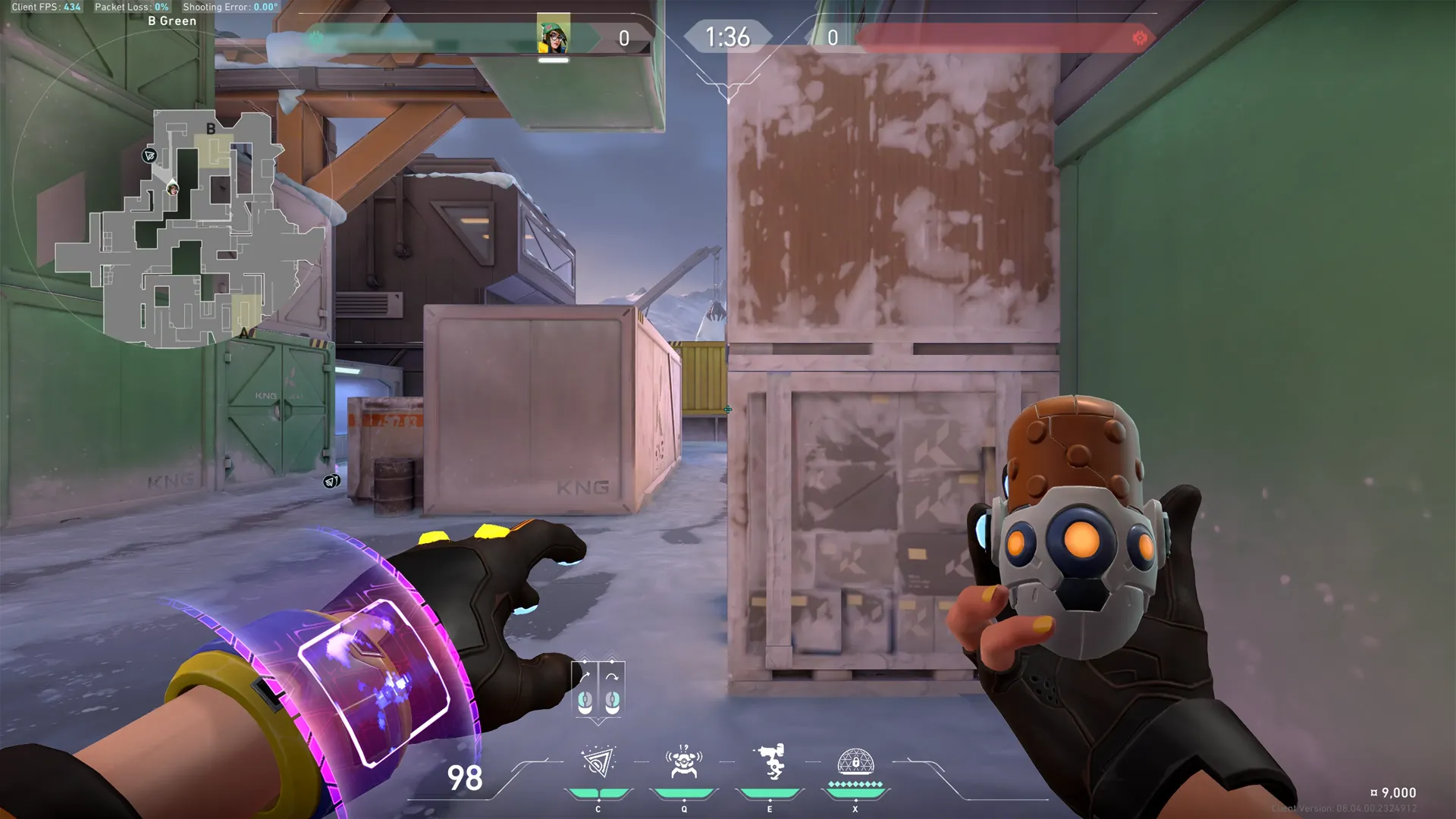 Killjoy Nanoswarm on Icebox Attack Site B — step 2 of 3: Aim — line up the shot