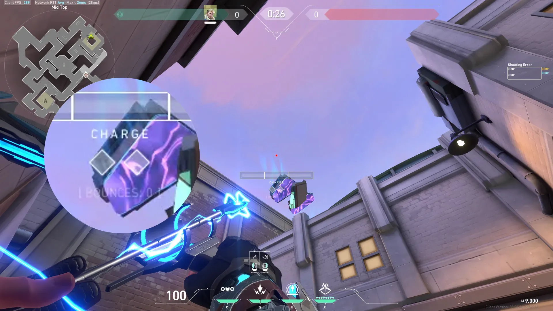 Sova Shock Bolt on Sunset Defense Site B — step 3 of 4: Aim — line up the shot