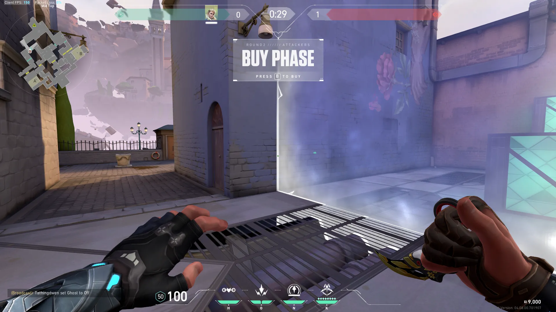 Offense Lower Mid from Top Mid Pre-Round Barrier — Sova lineup on Ascent