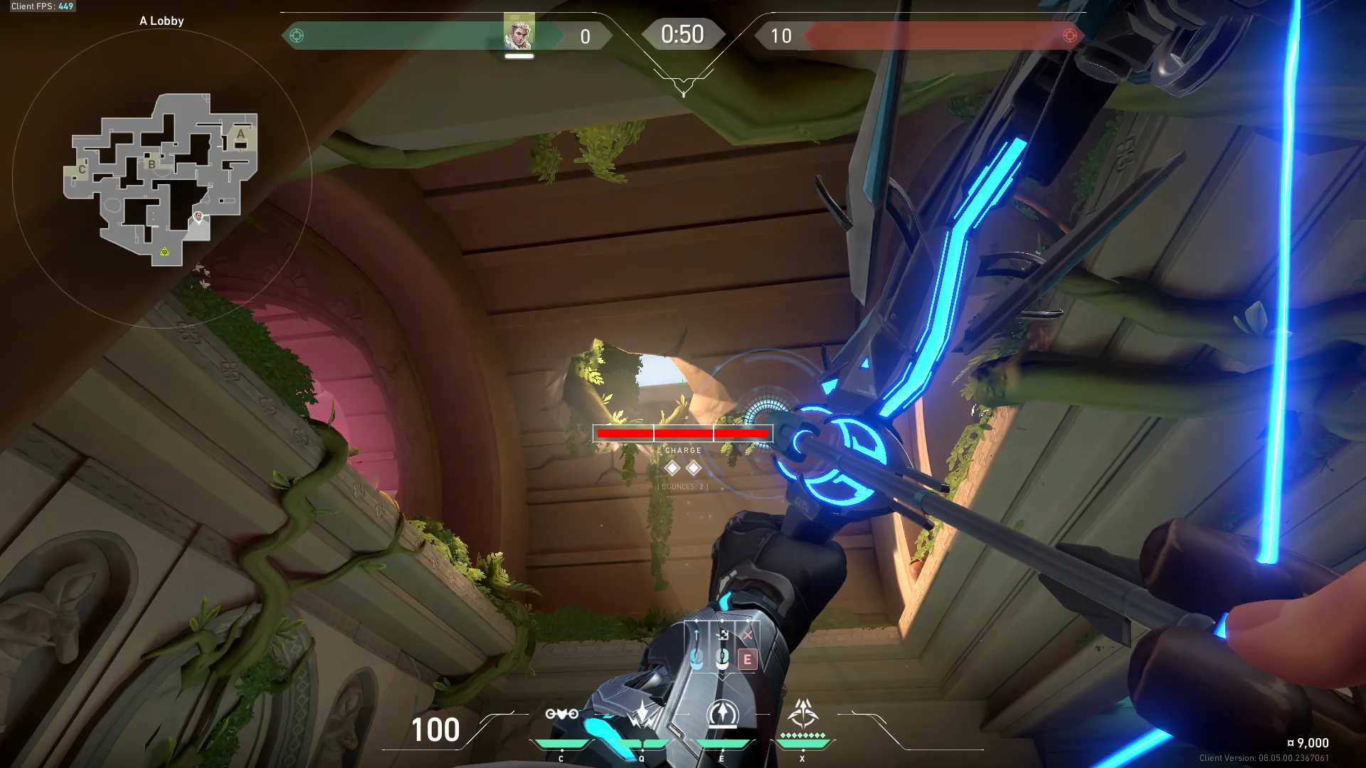 Sova Recon Bolt on Lotus Attack Site A — step 3 of 4: Aim — line up the shot