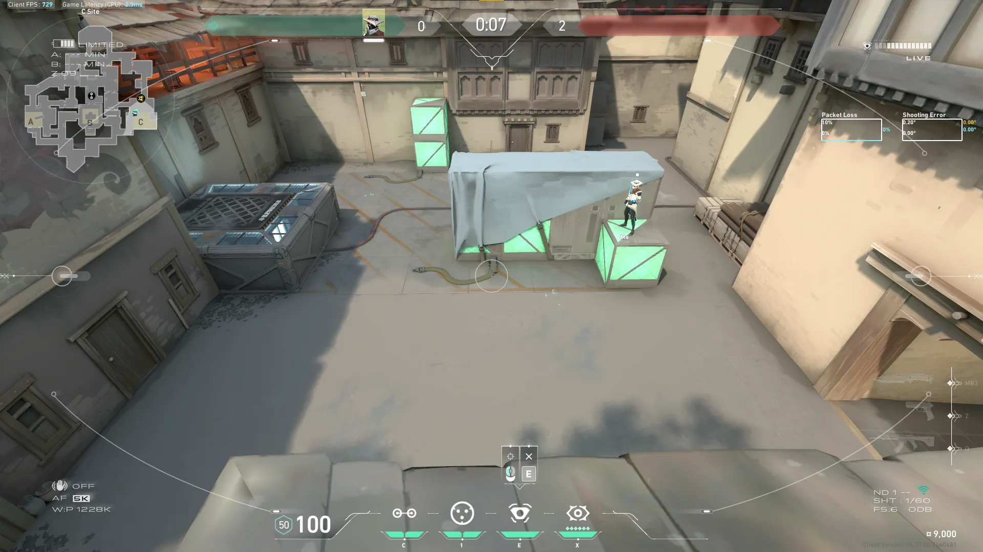 Cypher Spycam on Haven Defense Site C — step 5 of 6: Aim — line up the shot