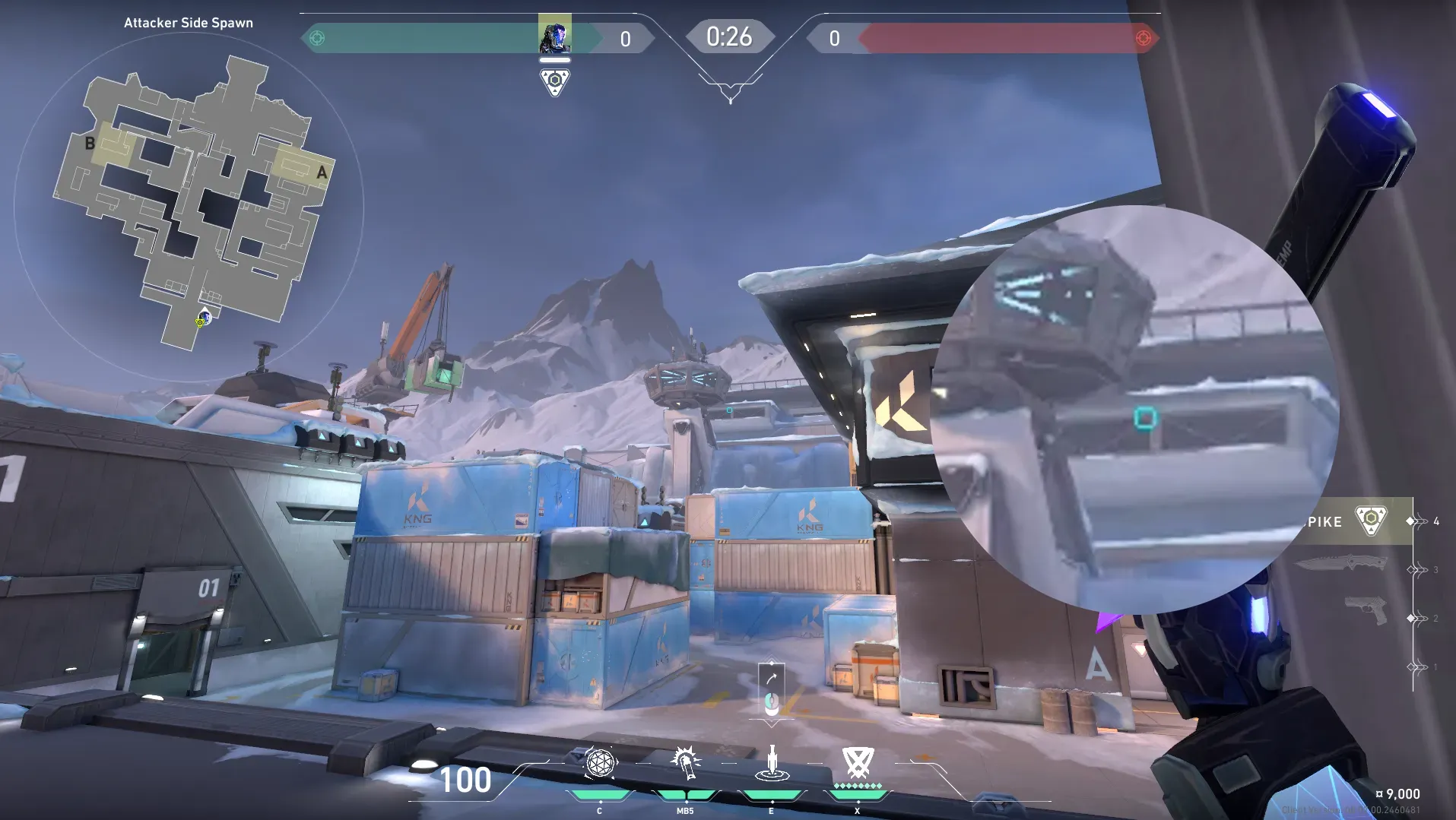 KAY/O Zero_Point on Icebox Attack Mid — step 2 of 4: Aim — line up the shot