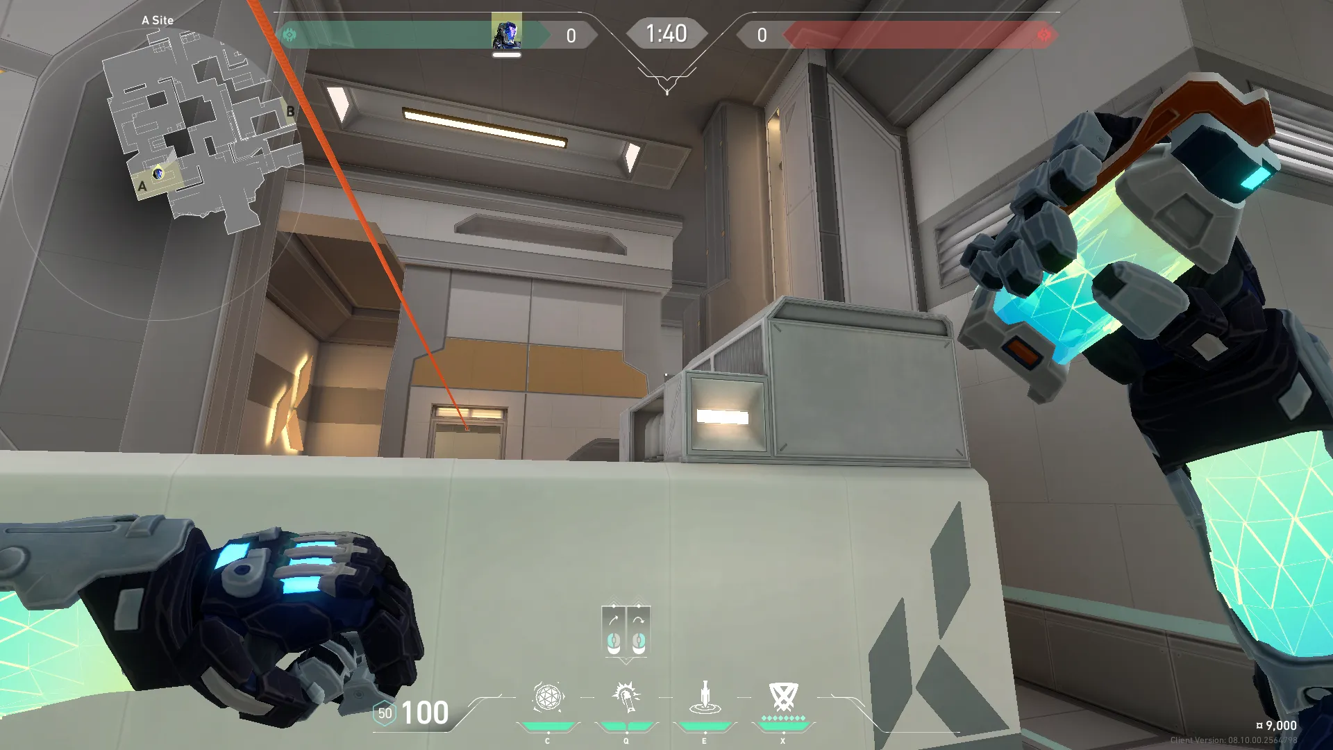 KAY/O Flash_Drive on Icebox Defense Site A — step 2 of 3: Aim — line up the shot