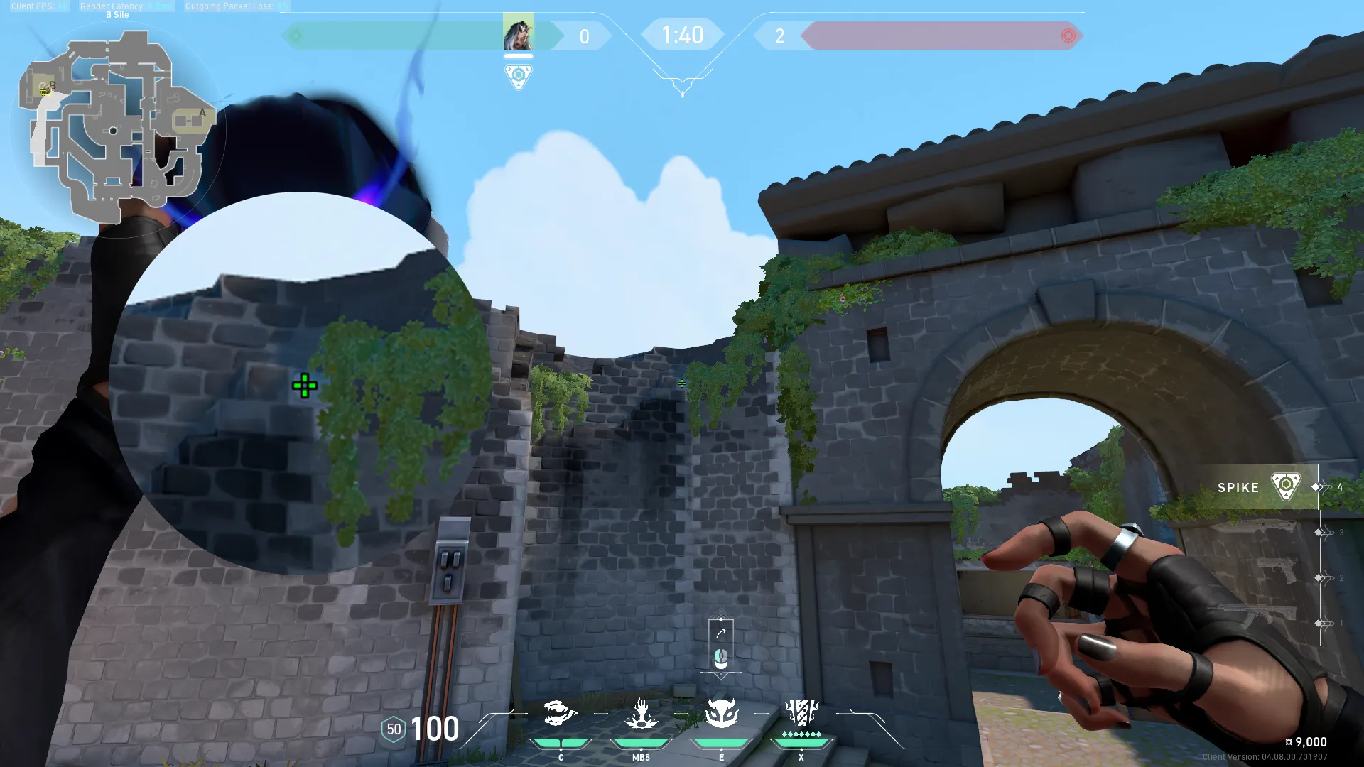 Fade Haunt on Breeze Defense Site B — step 3 of 4: Aim — line up the shot
