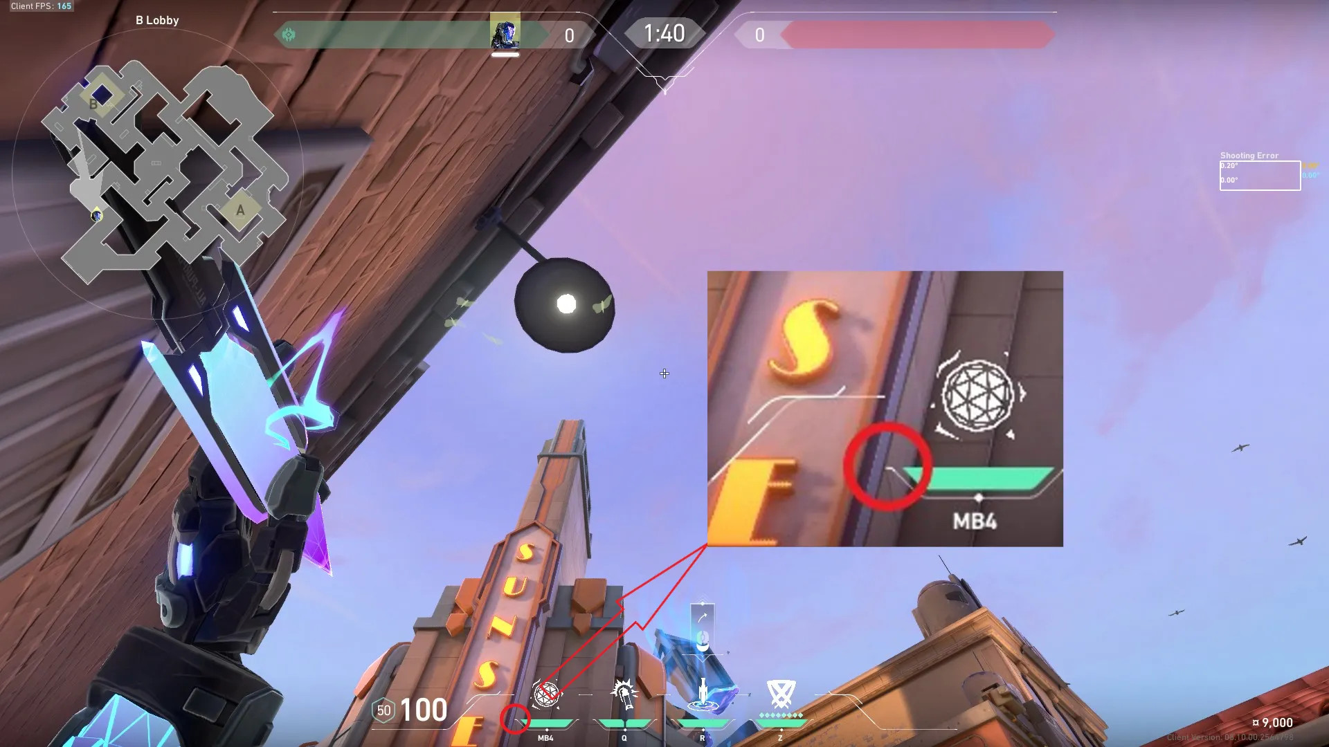 KAY/O Zero_Point on Sunset Attack Site B — step 2 of 3: Aim — line up the shot