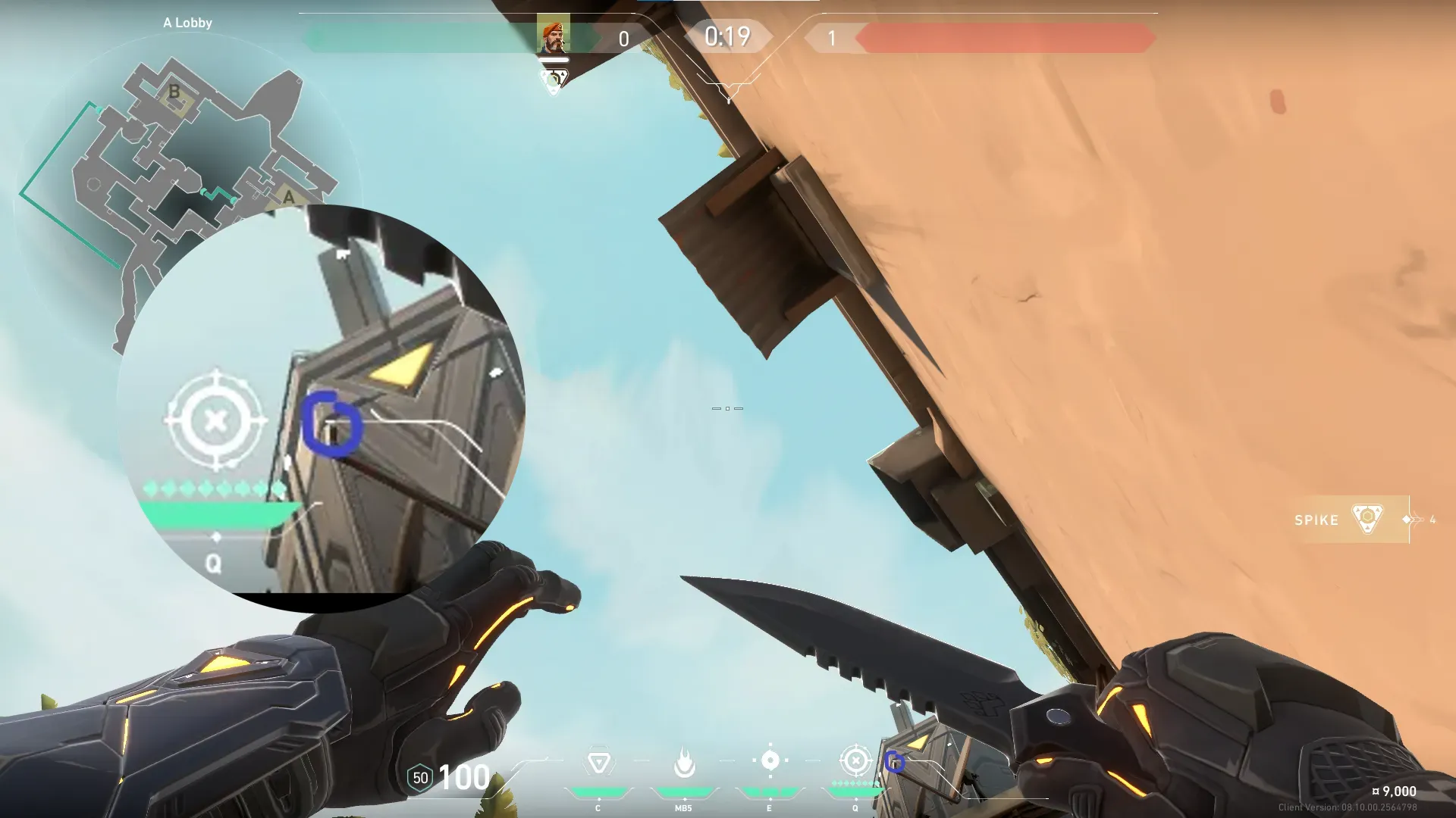 Brimstone Incendiary on Bind Attack Site A — step 2 of 3: Aim — line up the shot