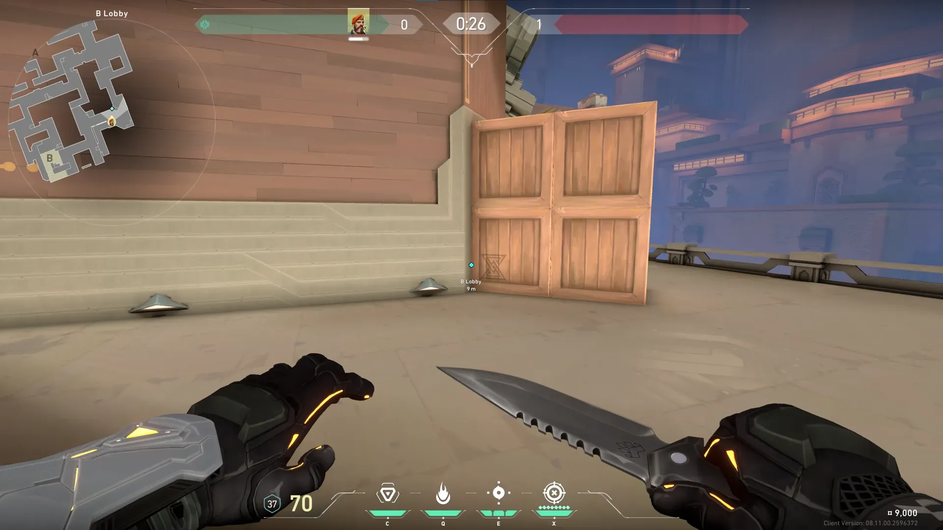 Brimstone Incendiary on Abyss Attack Site B — step 2 of 4: Aim — line up the shot