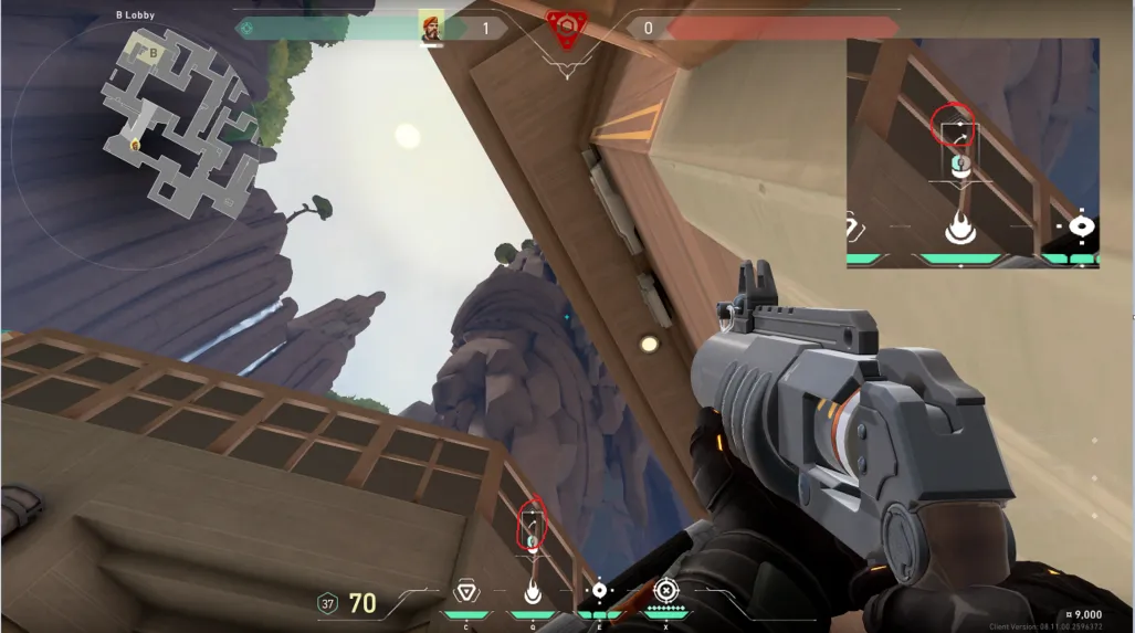 Brimstone Incendiary on Abyss Attack Site B — step 3 of 4: Aim — line up the shot