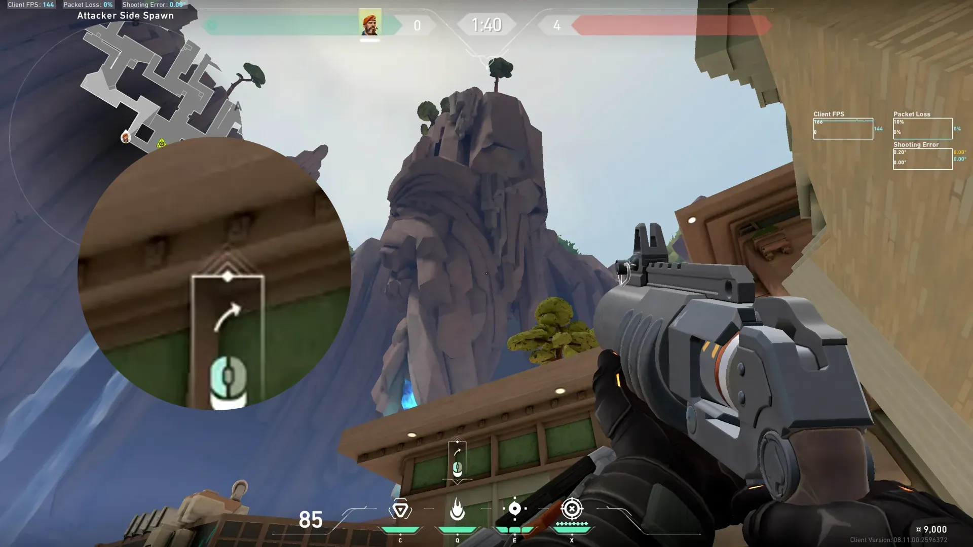 Brimstone Incendiary on Abyss Attack Site B — step 2 of 3: Aim — line up the shot