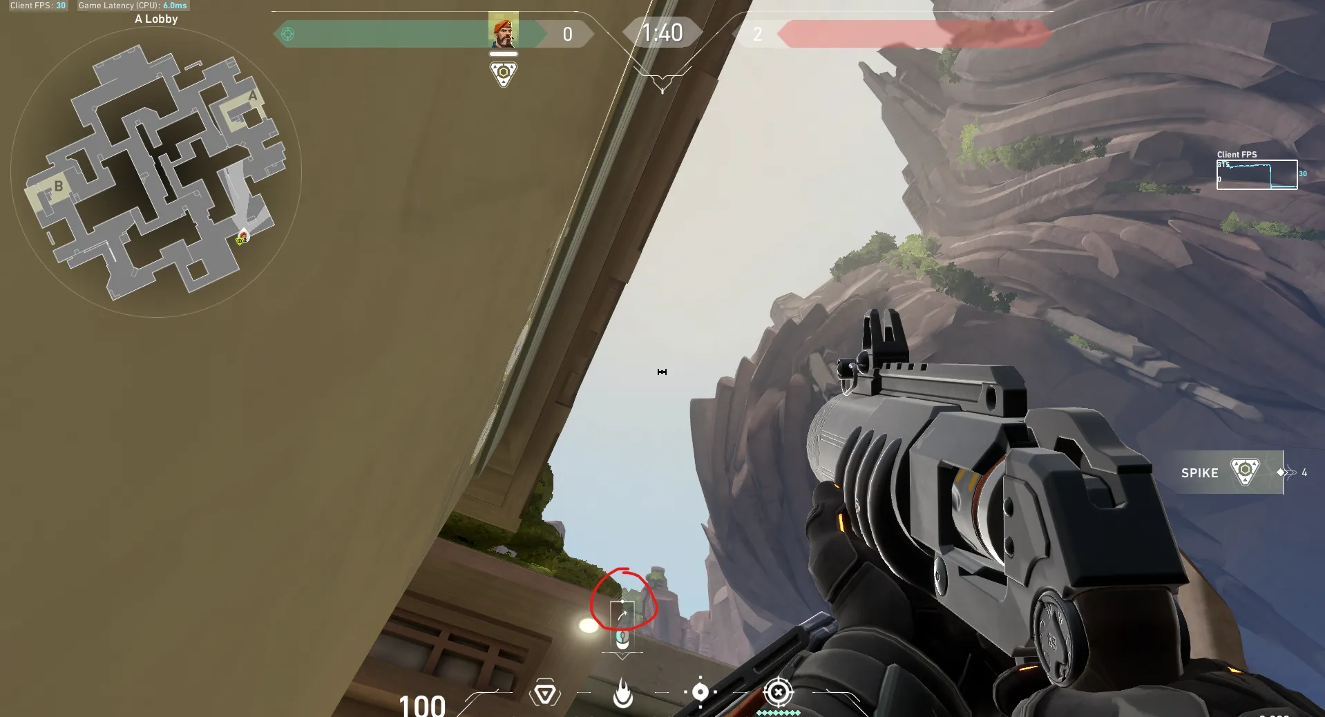 Brimstone Incendiary on Abyss Attack Site A — step 2 of 3: Aim — line up the shot
