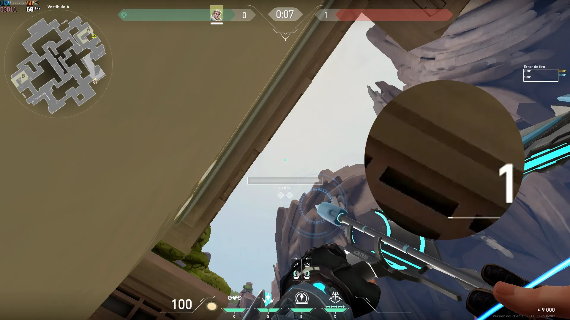 Sova Recon Bolt on Abyss Attack Site A — step 2 of 3: Aim — line up the shot