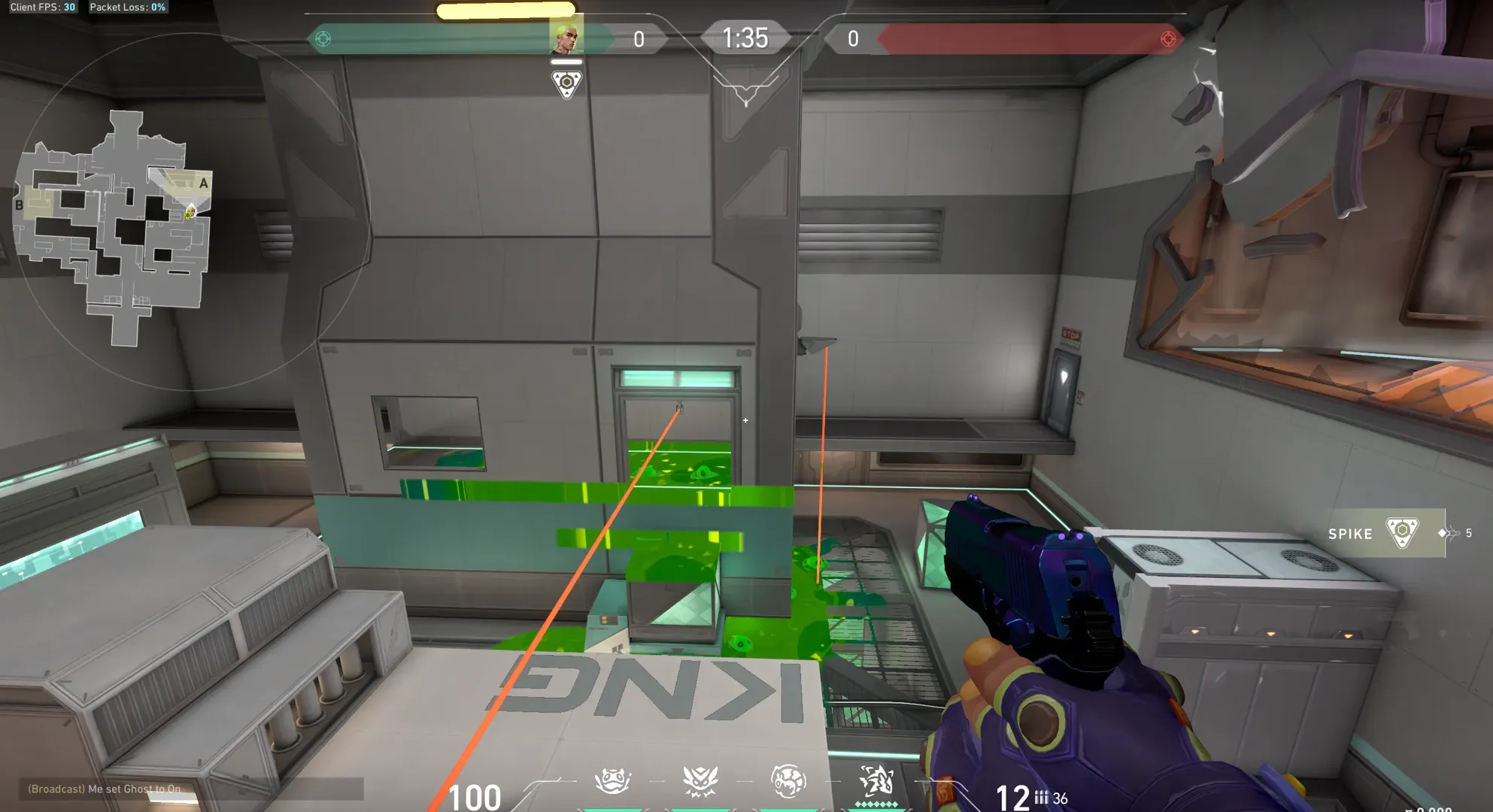 Gekko Mosh Pit on Icebox Attack Site A — step 3 of 4: Aim — line up the shot