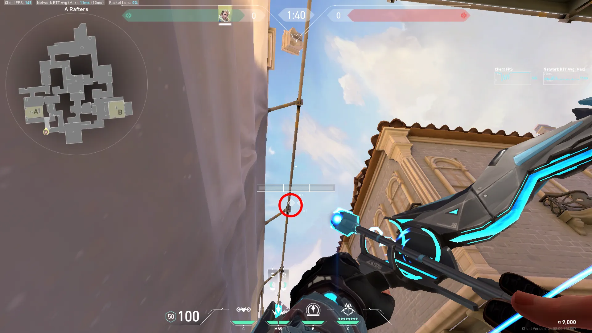 Sova Shock Bolt on Ascent Defense Site A — step 3 of 4: Aim — line up the shot