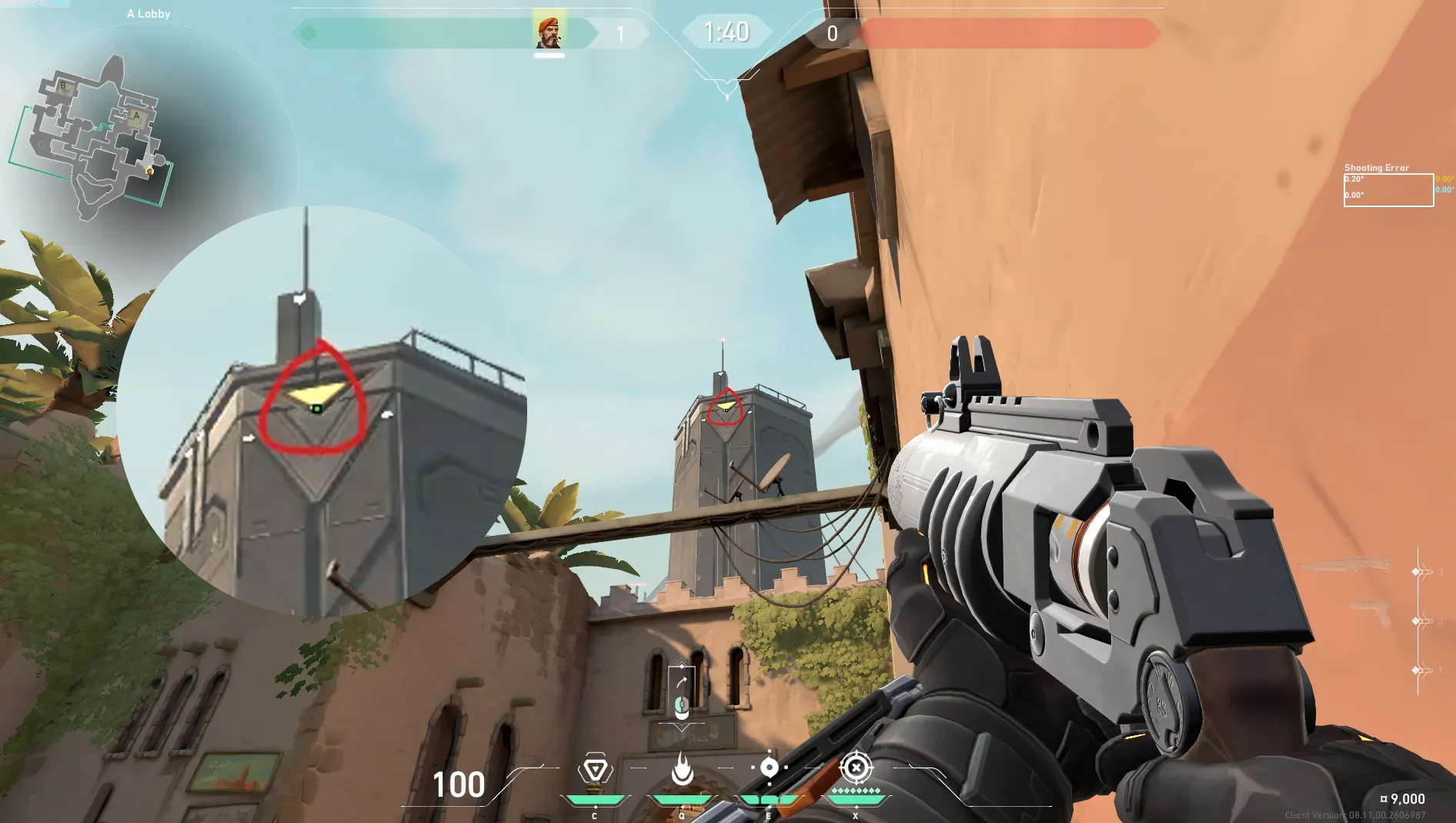 Brimstone Incendiary on Bind Attack Site A — step 2 of 3: Aim — line up the shot