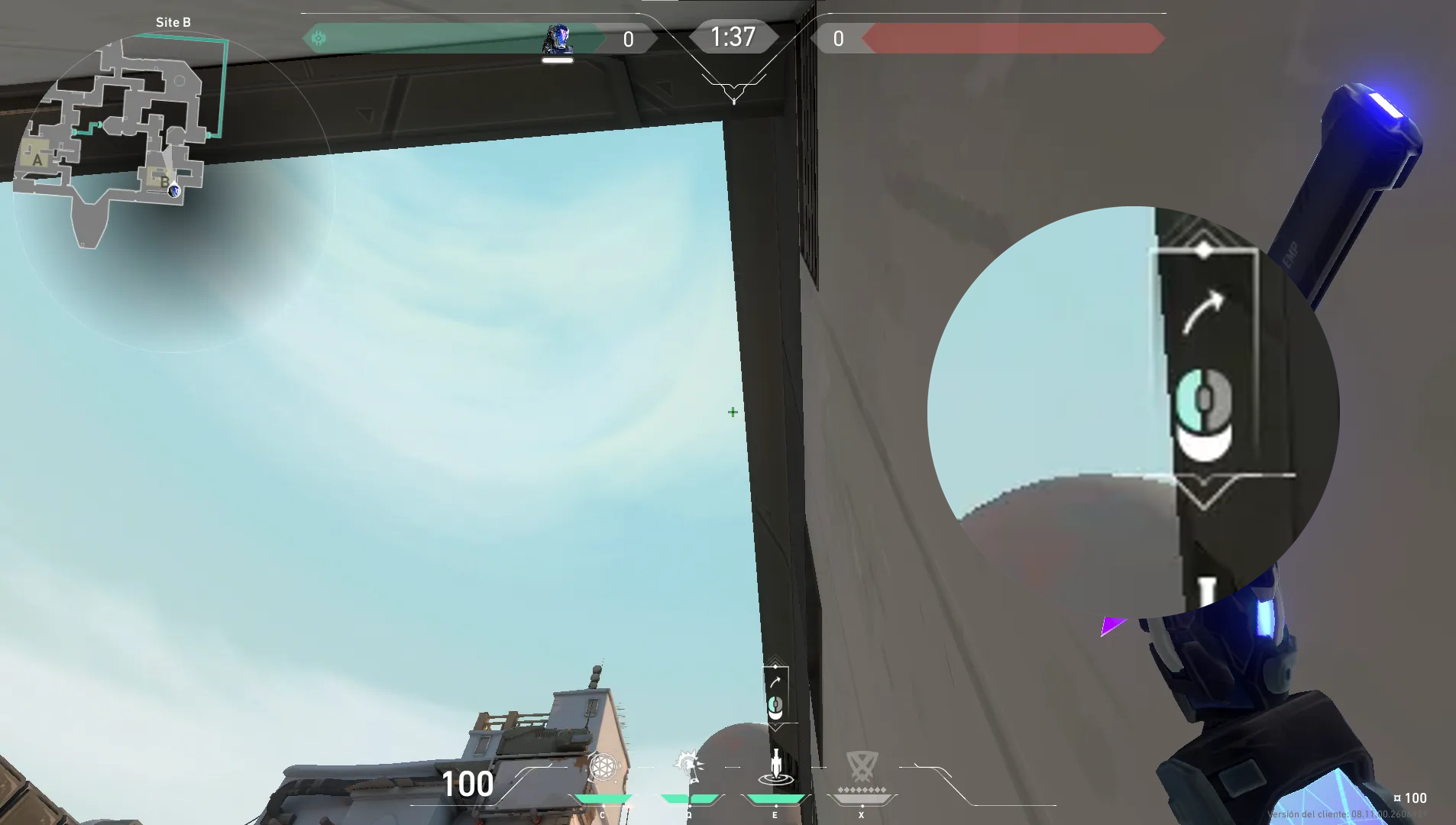 KAY/O Zero_Point on Bind Defense Site B — step 2 of 3: Aim — line up the shot