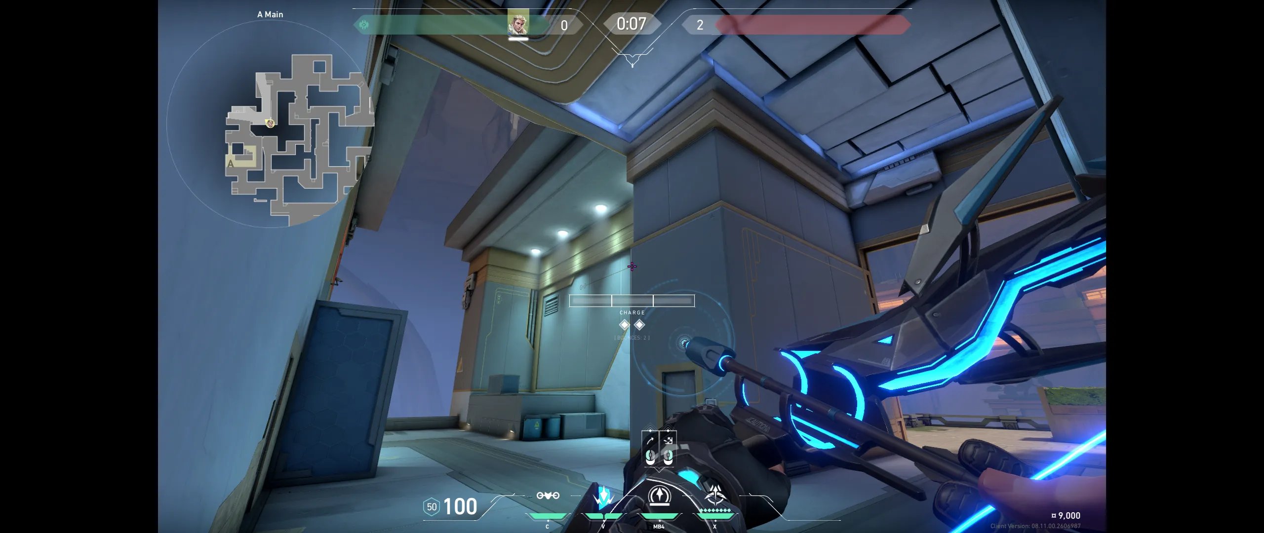 Sova Recon Bolt on Abyss Attack Site A — step 2 of 3: Aim — line up the shot