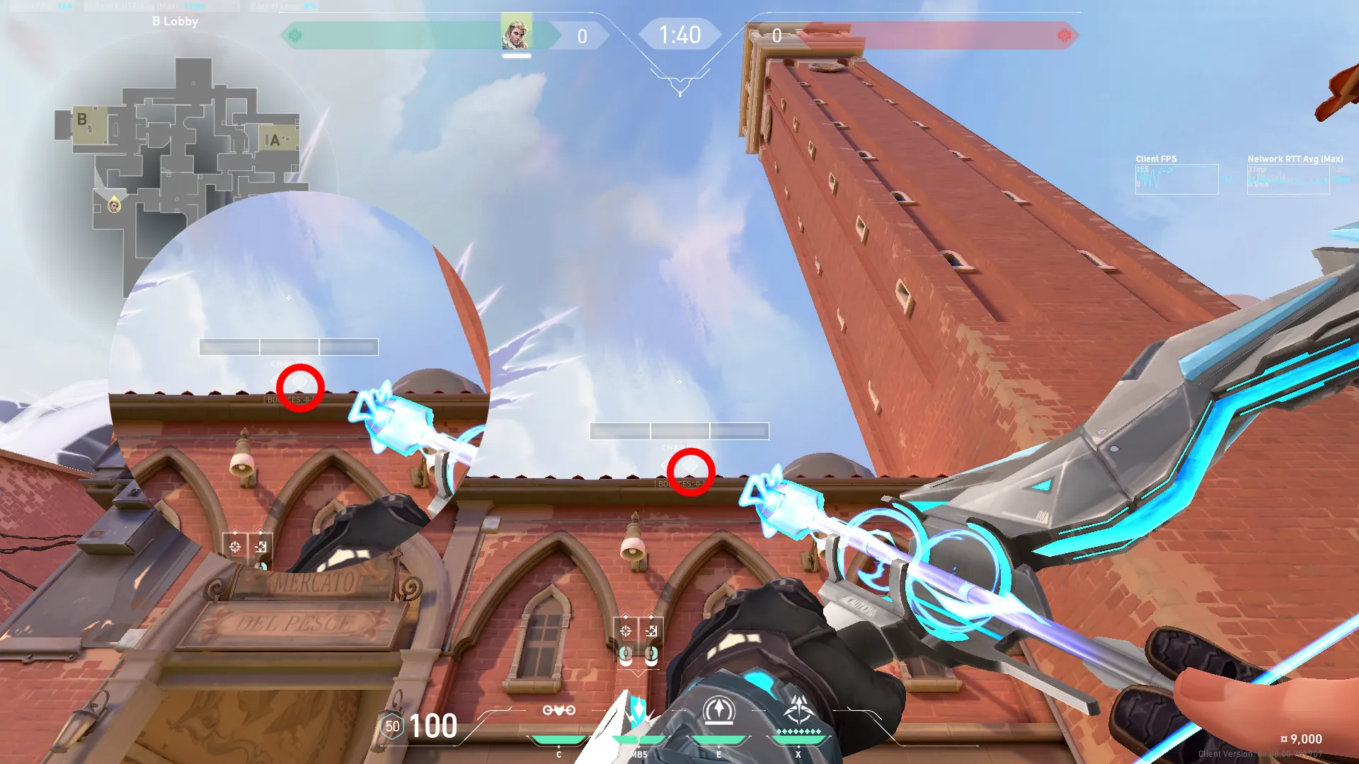 Sova Shock Bolt on Ascent Attack Site B — step 3 of 4: Aim — line up the shot