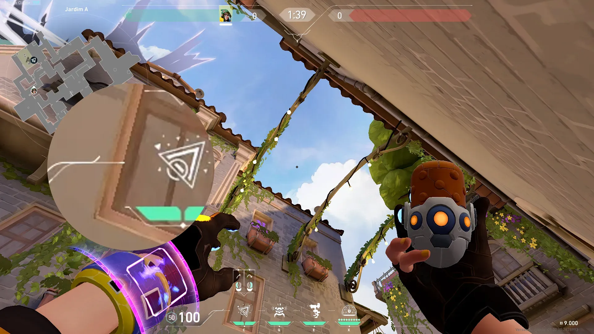 Killjoy Nanoswarm on Ascent Defense Site A — step 2 of 3: Aim — line up the shot