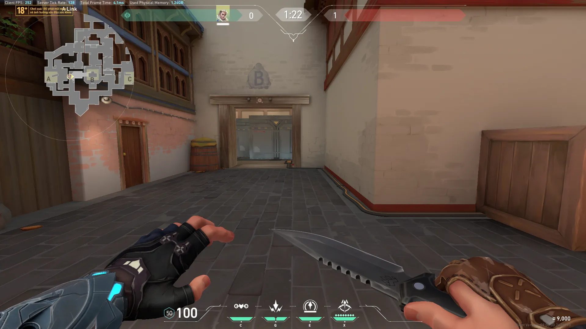 Sova Recon Bolt on Haven Defense Site C — step 2 of 4: Aim — line up the shot