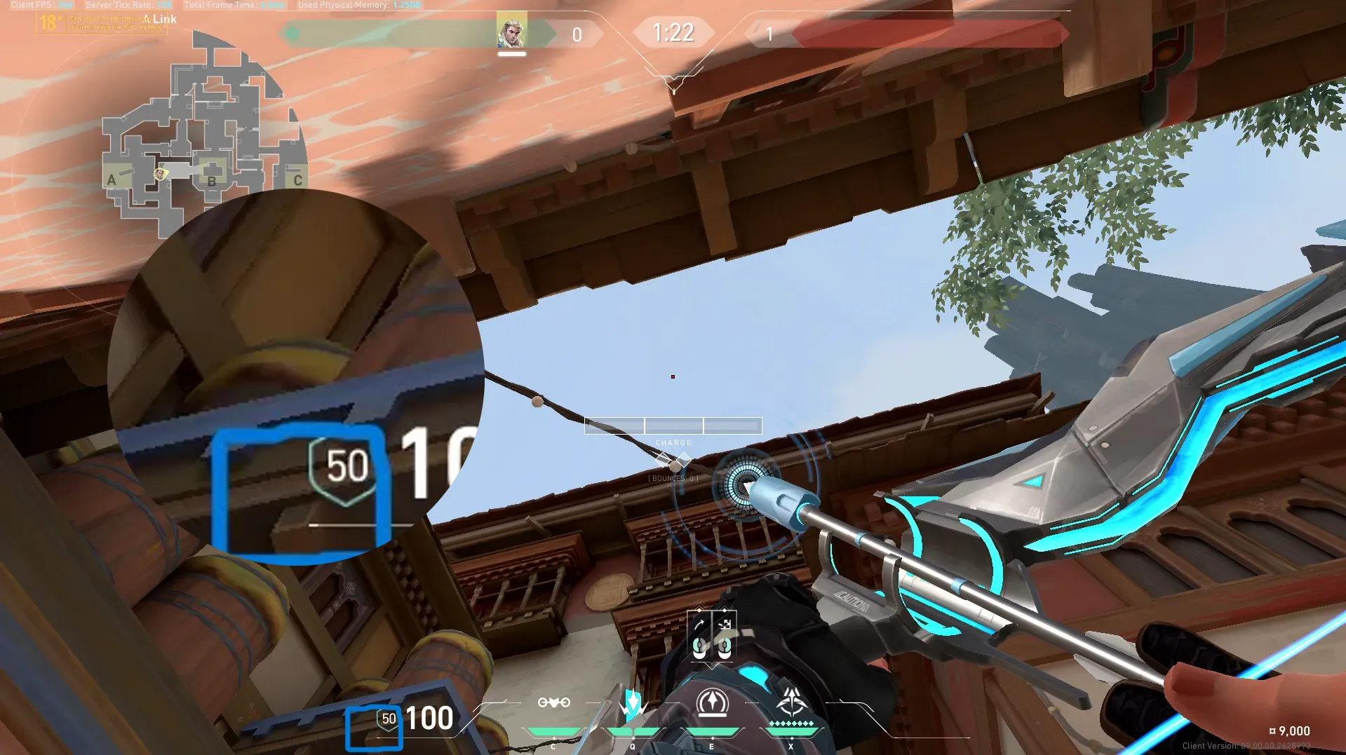 Sova Recon Bolt on Haven Defense Site C — step 3 of 4: Aim — line up the shot