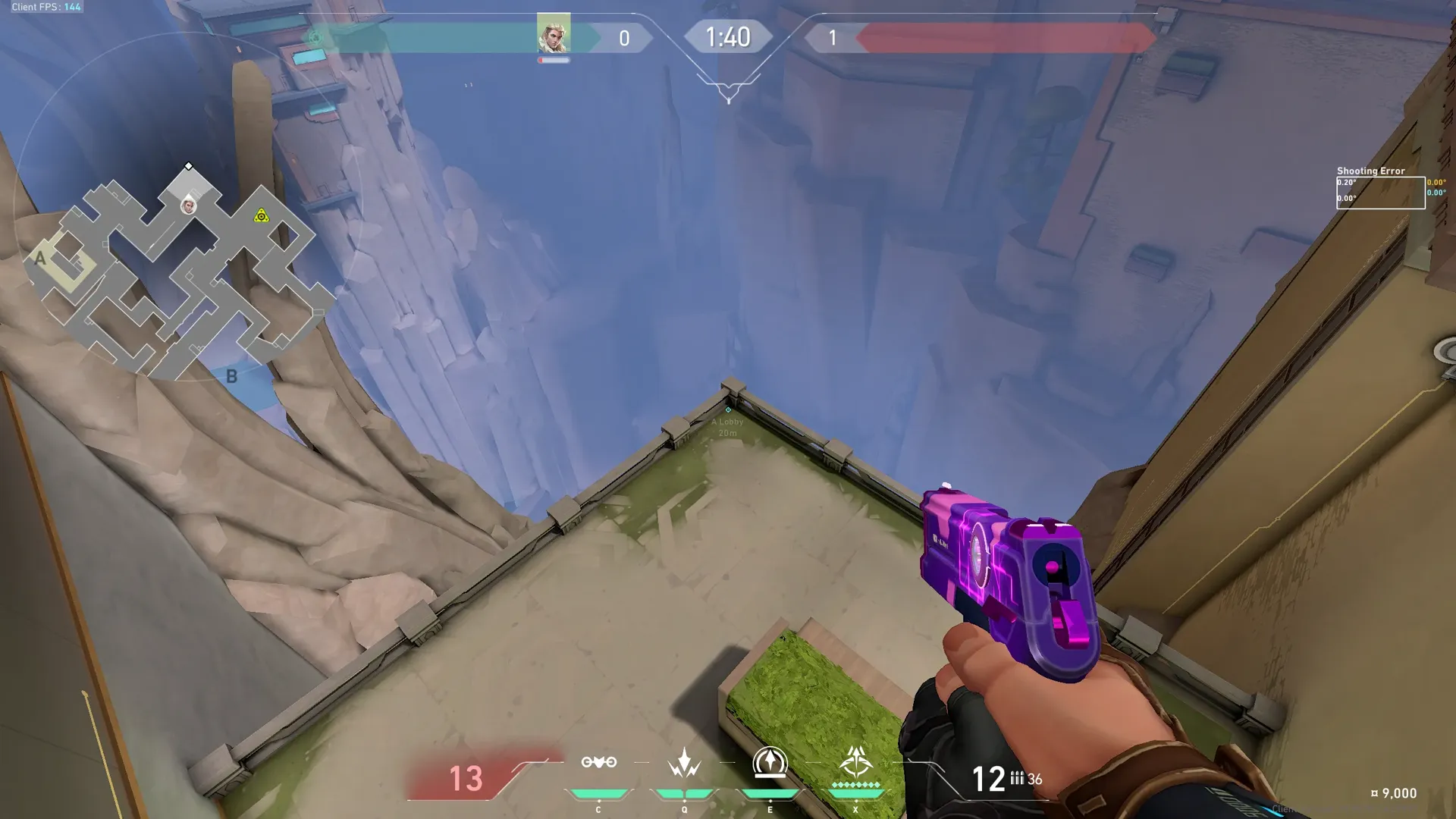 A Lobby to B Site Cross-map Arrow (easy) — Sova lineup on Abyss