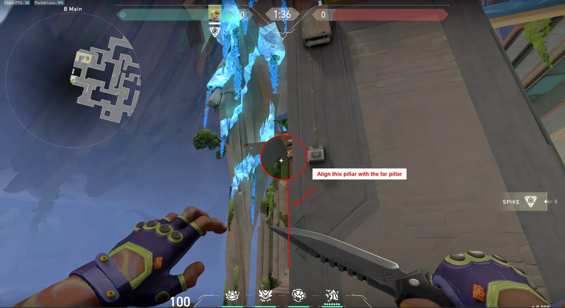 Gekko Mosh Pit on Abyss Attack Site B — step 2 of 4: Aim — line up the shot