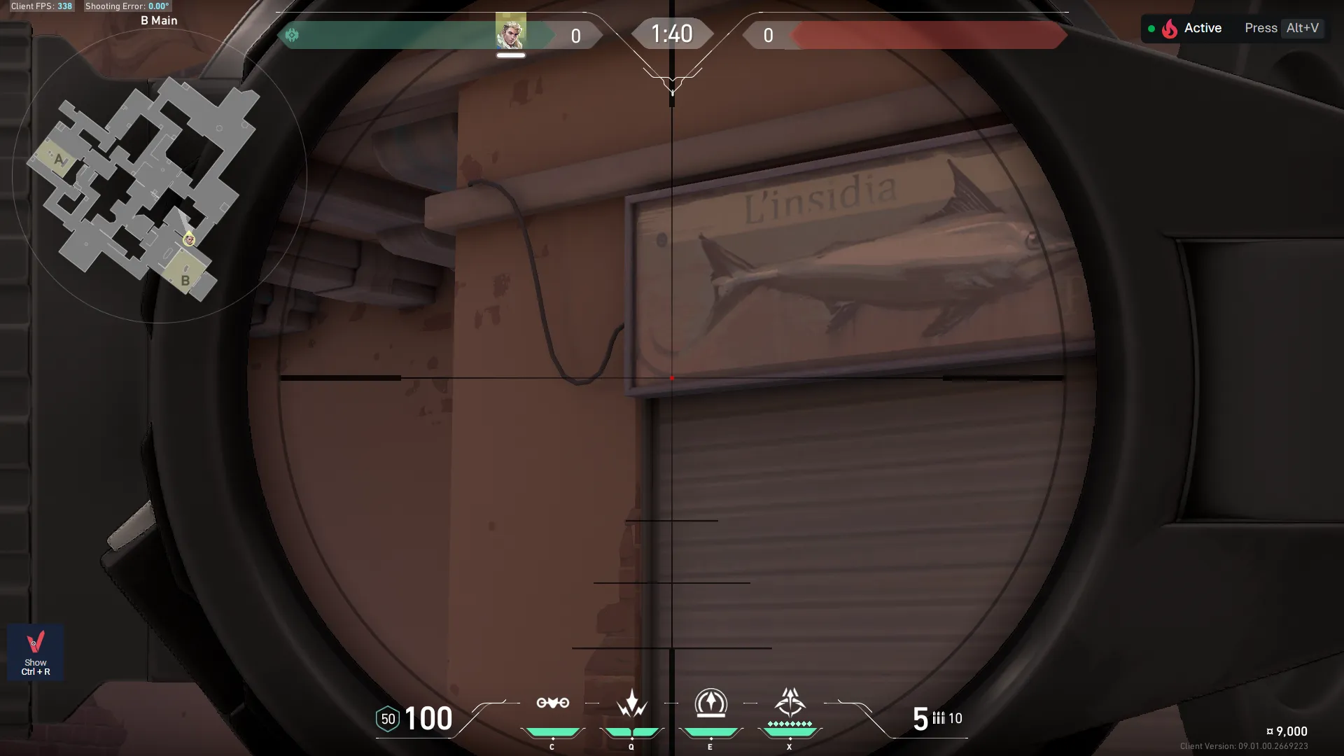 Sova Recon Bolt on Ascent Attack Mid — step 2 of 4: Aim — line up the shot