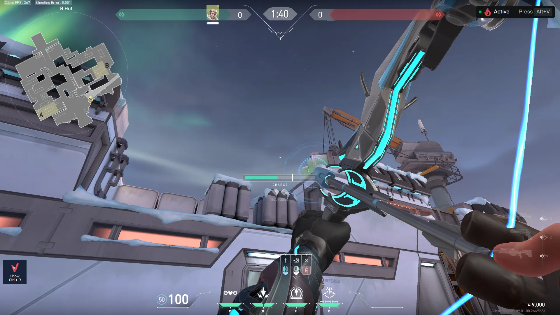 Sova Recon Bolt on Icebox Defense Site B — step 2 of 3: Aim — line up the shot