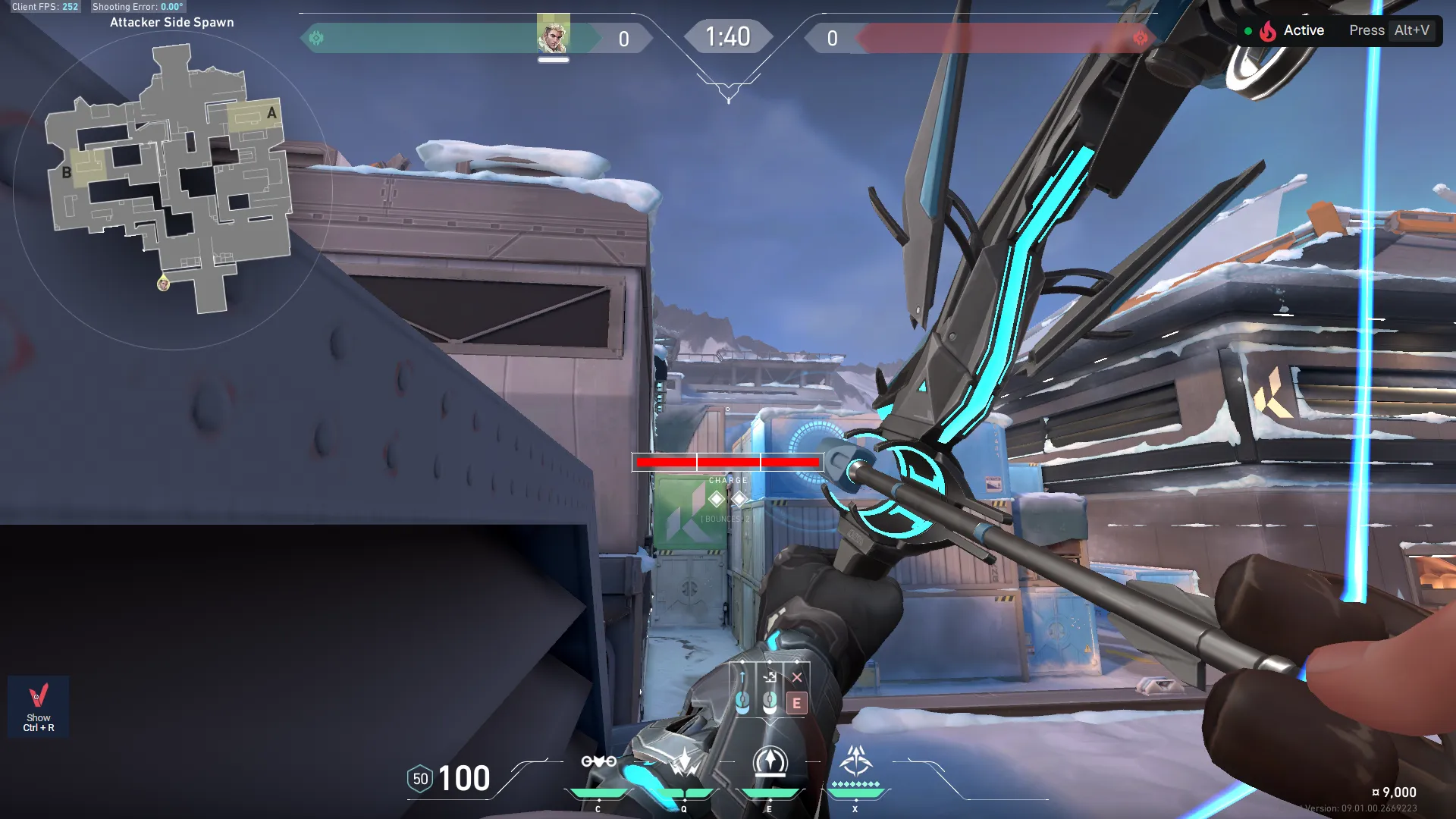 Sova Recon Bolt on Icebox Attack Site A — step 2 of 3: Aim — line up the shot