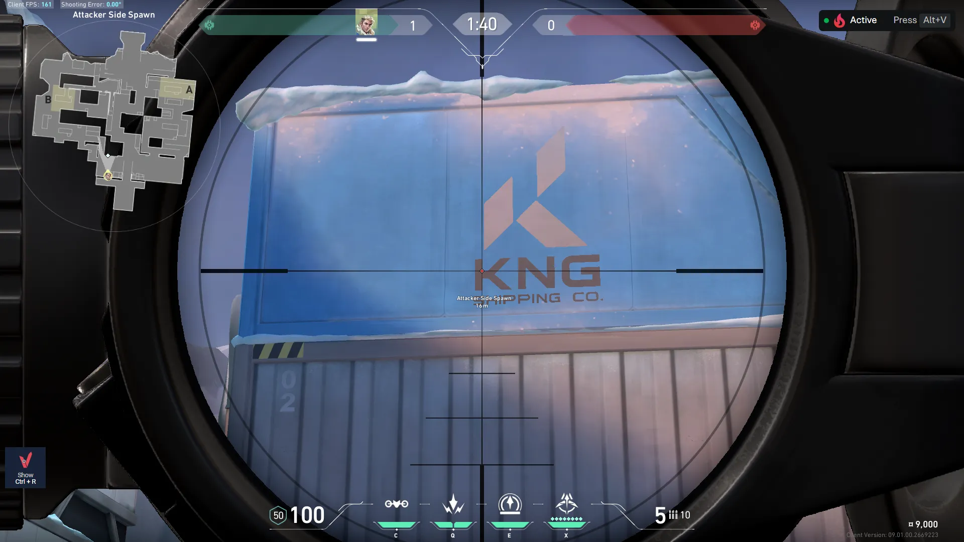 Sova Shock Bolt on Icebox Attack Site B — step 2 of 4: Aim — line up the shot